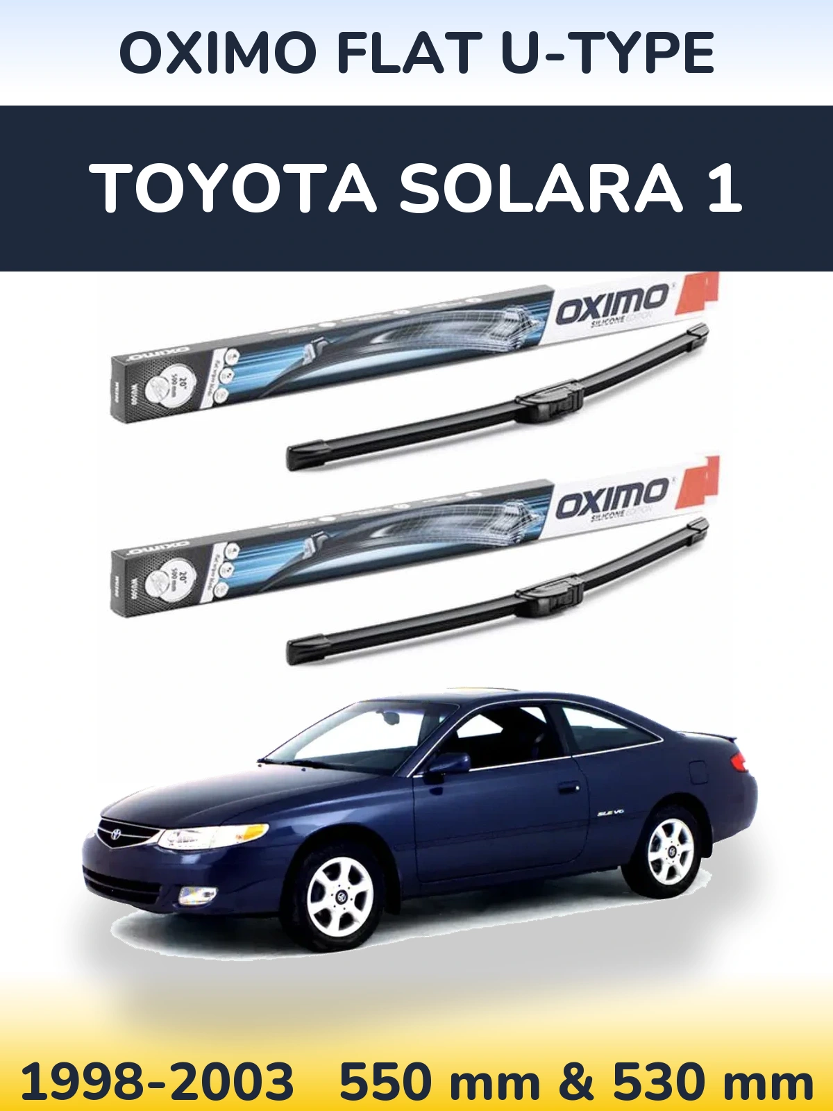 Sada předních stěračů Oximo Flat U-type 550 a 530 mm pro Toyota Solara 1 1998-2003
