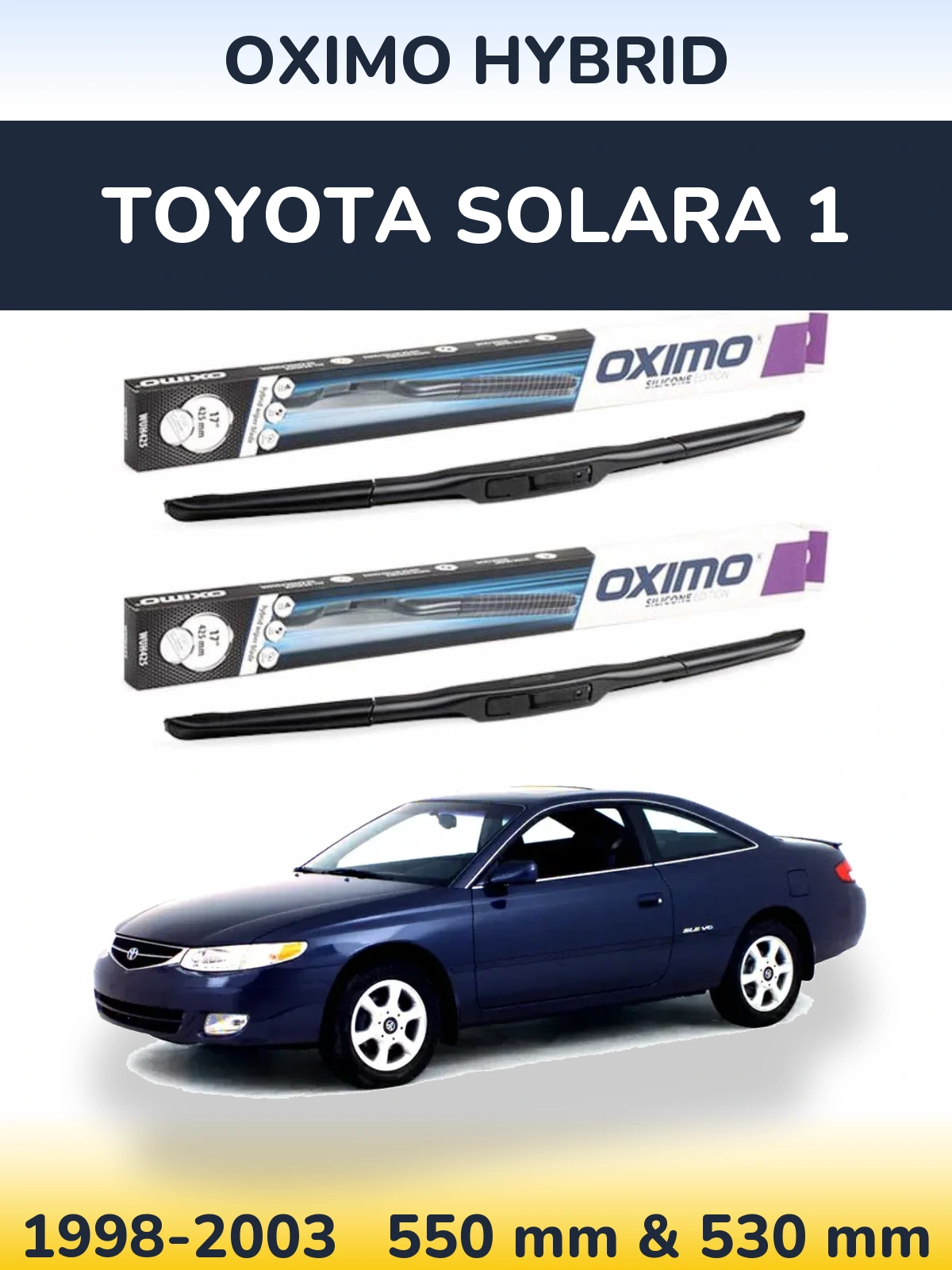 Sada předních stěračů Oximo Hybrid 550 a 530 mm pro Toyota Solara 1 1998-2003