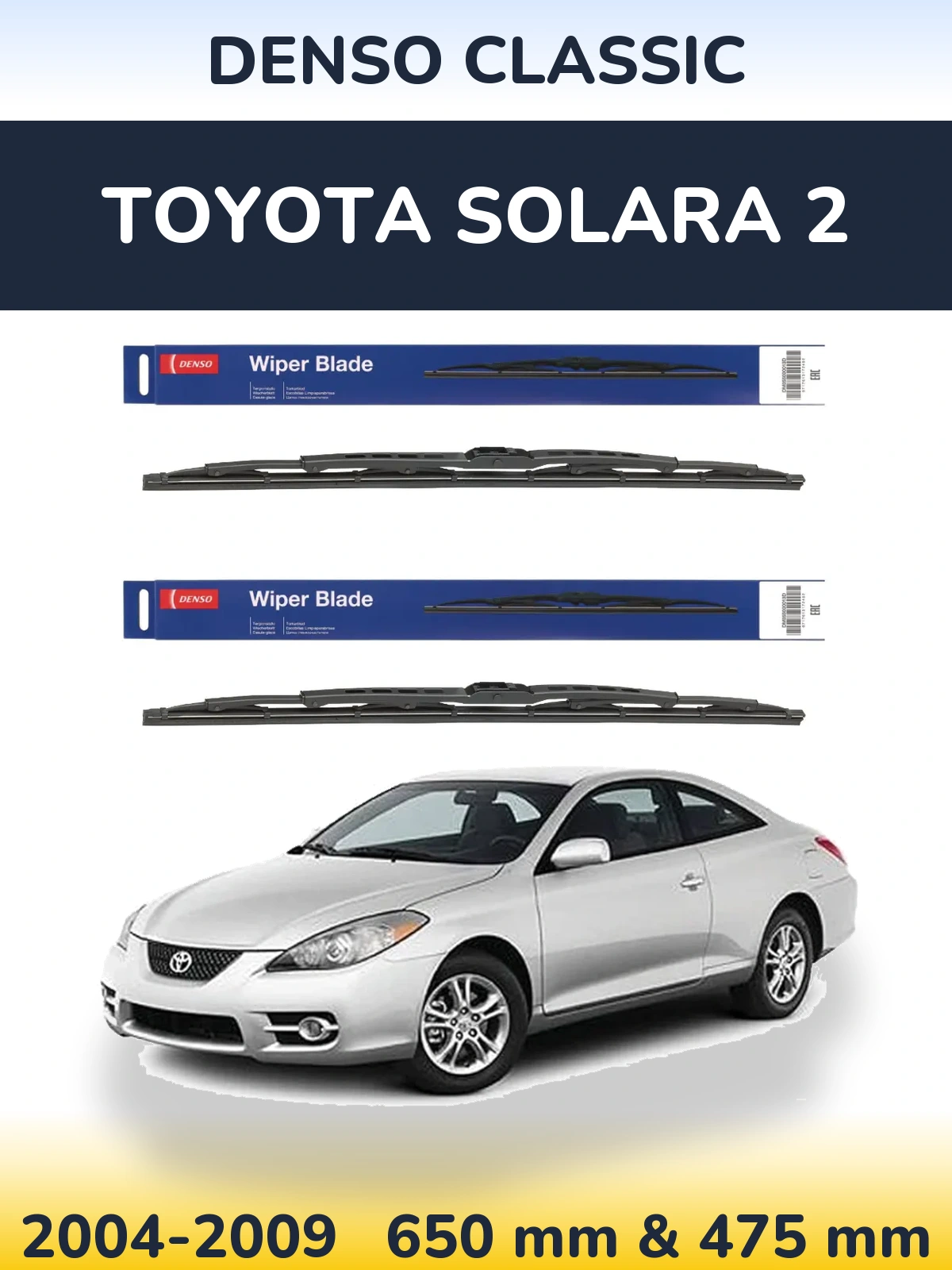 Sada předních stěračů Denso Classic 650 a 475 mm pro Toyota Solara 2 2004-2009