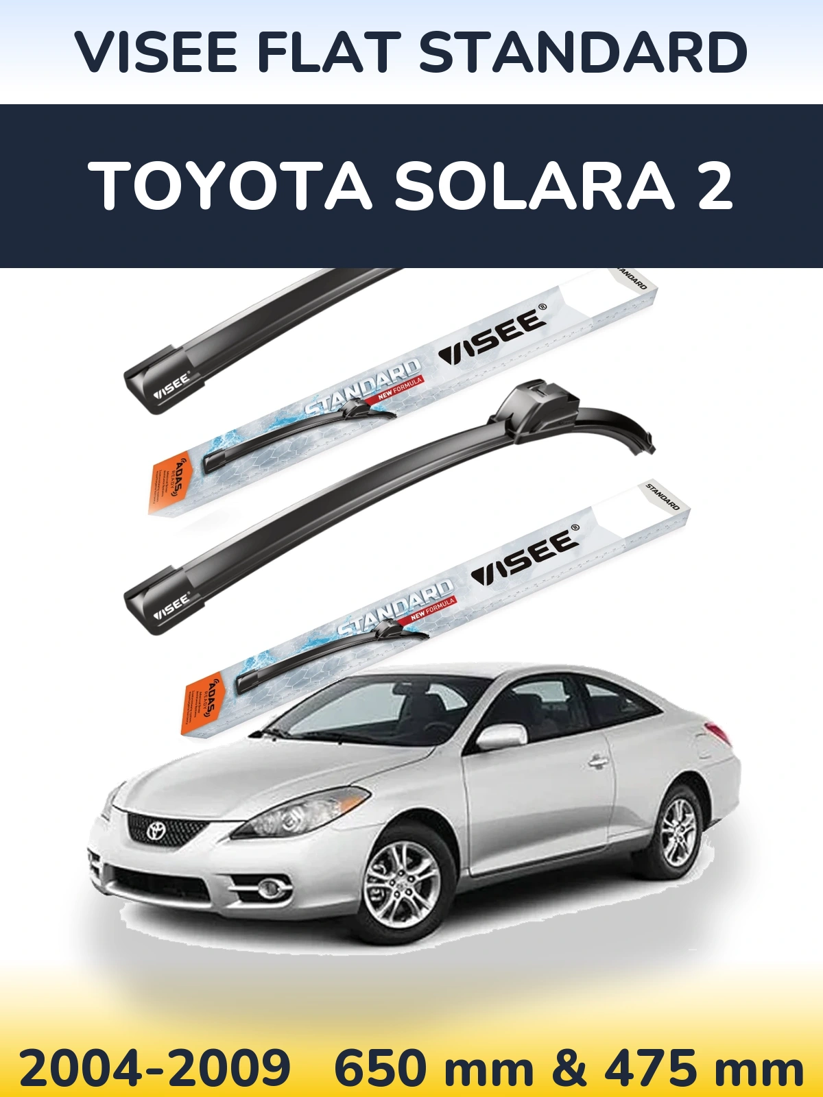 Sada předních stěračů VISEE FLAT STANDARD 650 a 475 mm pro Toyota Solara 2 2004-2009
