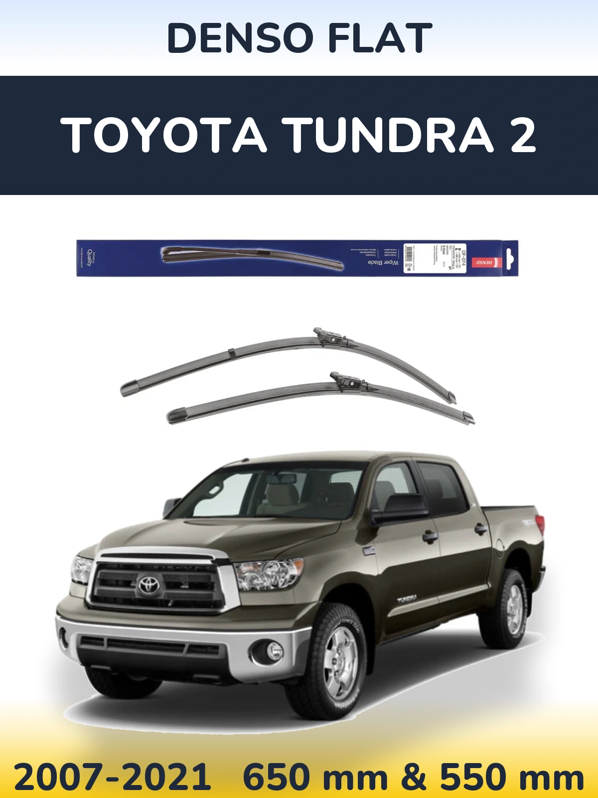 Sada předních stěračů Denso Flat 650 a 550 mm pro Toyota Tundra 2 2007-2021