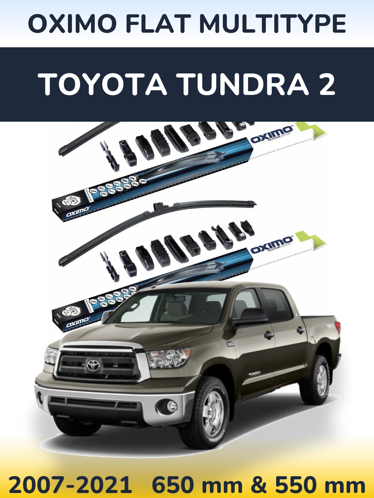 Sada předních stěračů Oximo Flat MultiType 650 a 550 mm pro Toyota Tundra 2 2007-2021
