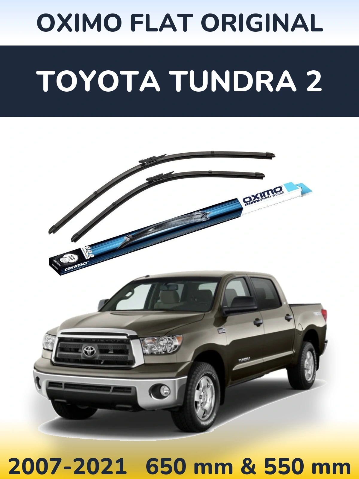 Sada předních stěračů Oximo Flat Original 650 a 550 mm pro Toyota Tundra 2 2007-2021