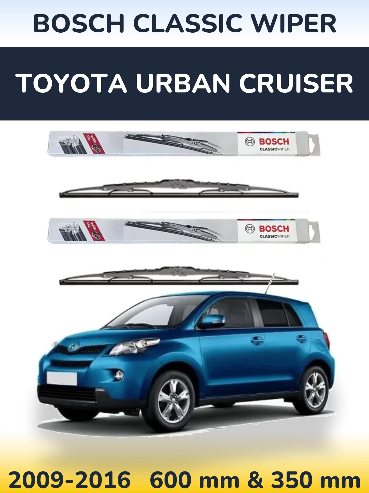 Sada předních stěračů BOSCH Classic Wiper 600 a 340 mm pro Toyota Urban Cruiser 2009-2016