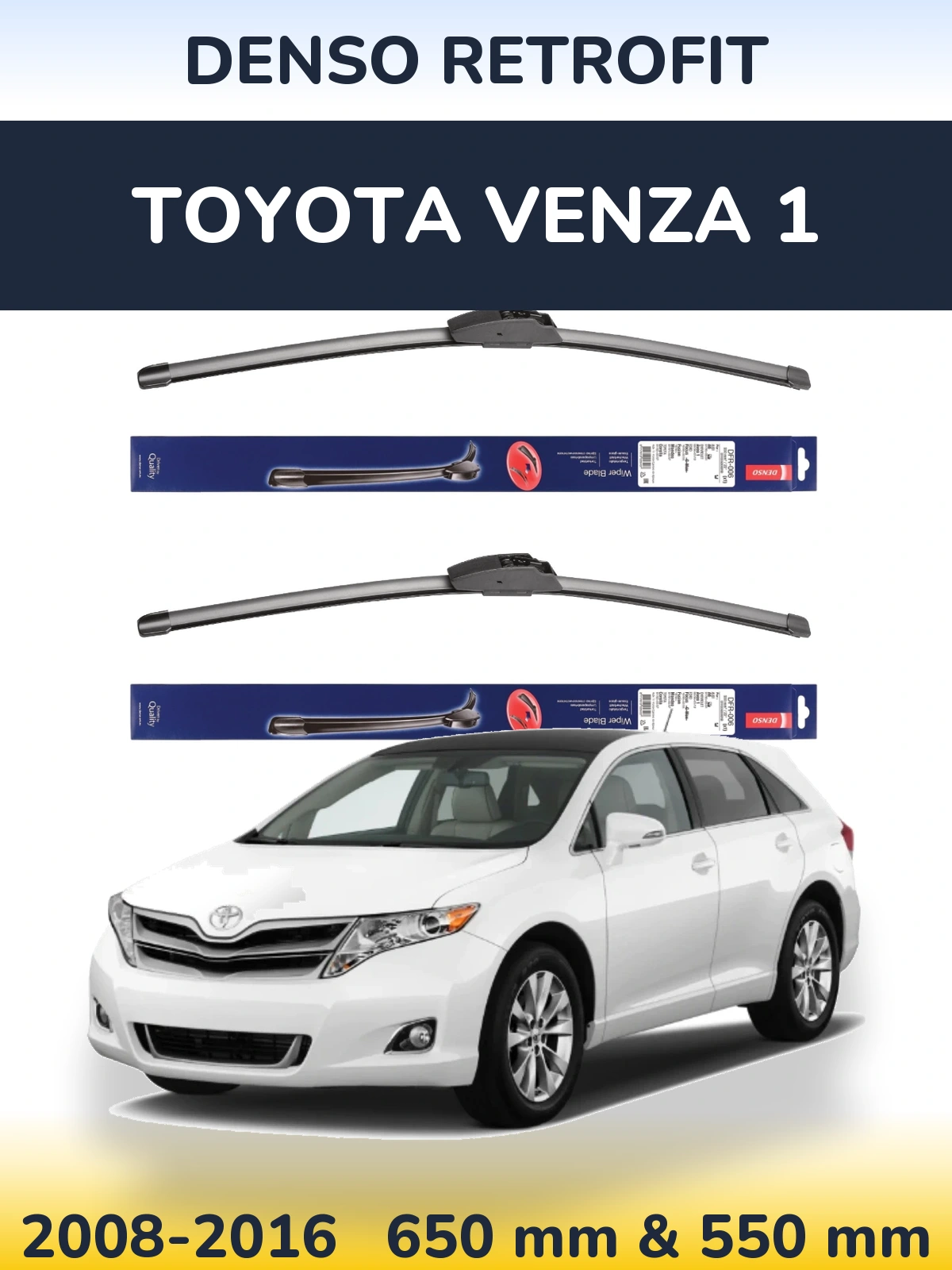 Sada předních stěračů Denso Retrofit 650 a 550 mm pro Toyota Venza 1 2008-2016
