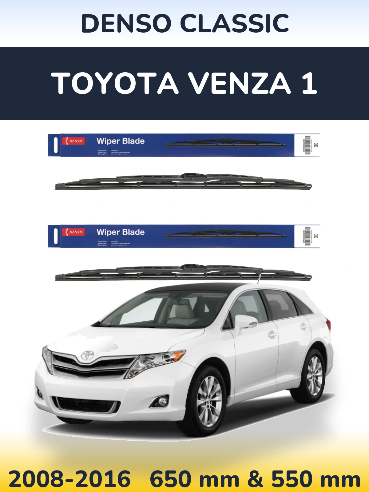 Sada předních stěračů Denso Classic 650 a 550 mm pro Toyota Venza 1 2008-2016