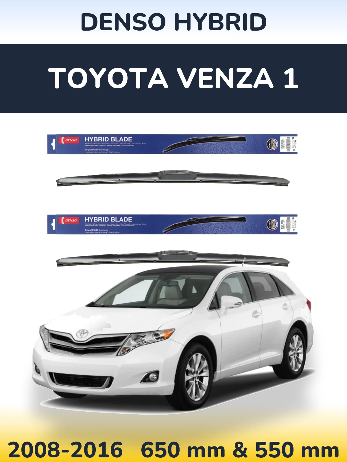 Sada předních stěračů Denso Hybrid 650 a 550 mm pro Toyota Venza 1 2008-2016