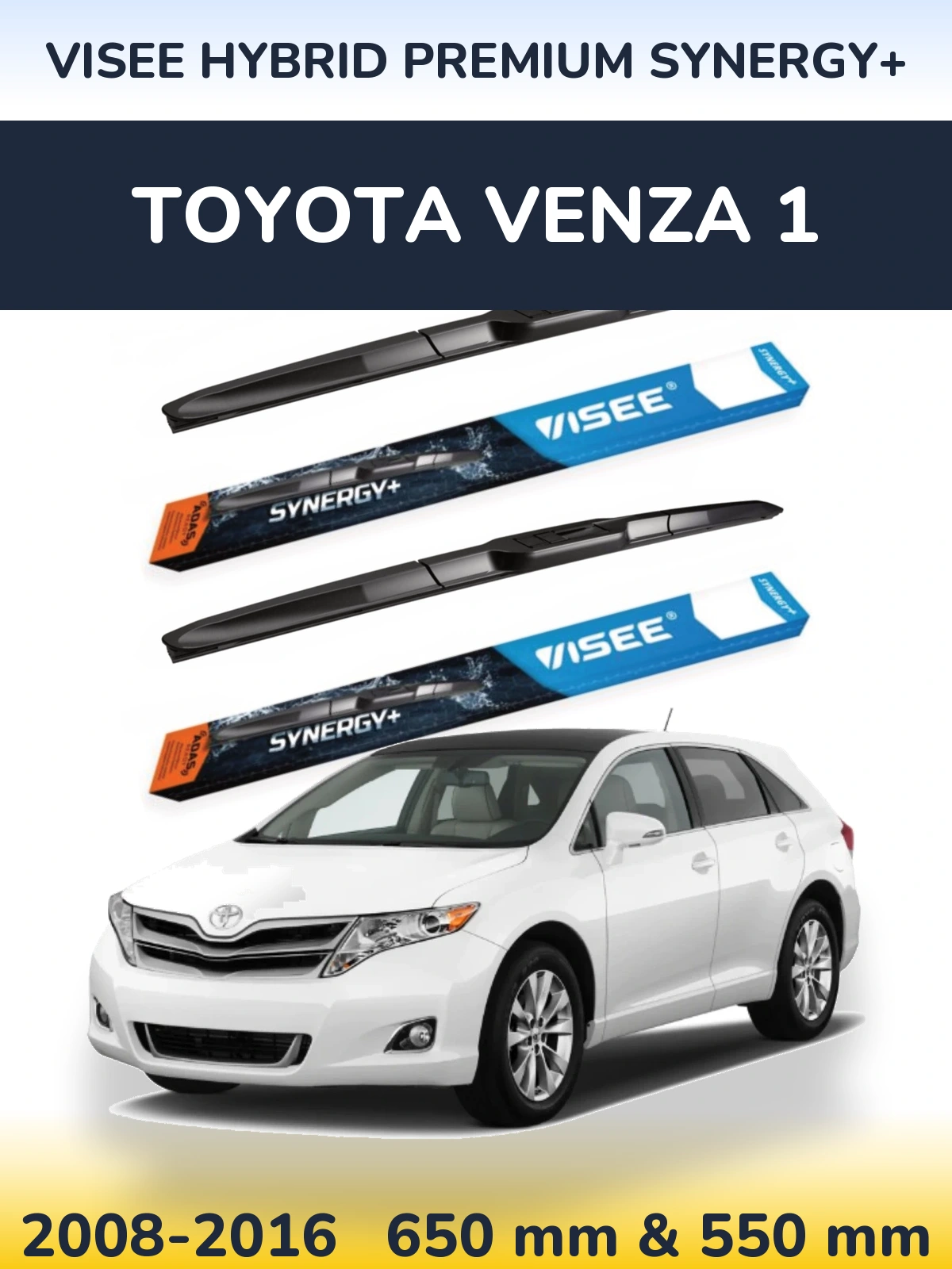 Sada předních stěračů VISEE HYBRID PREMIUM SYNERGY+ 650 a 550 mm pro Toyota Venza 1 2008-2016