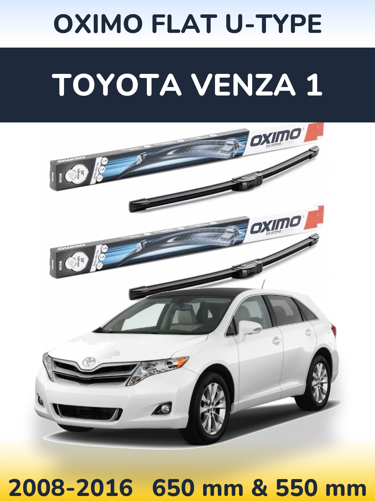 Sada předních stěračů Oximo Flat U-type 650 a 550 mm pro Toyota Venza 1 2008-2016