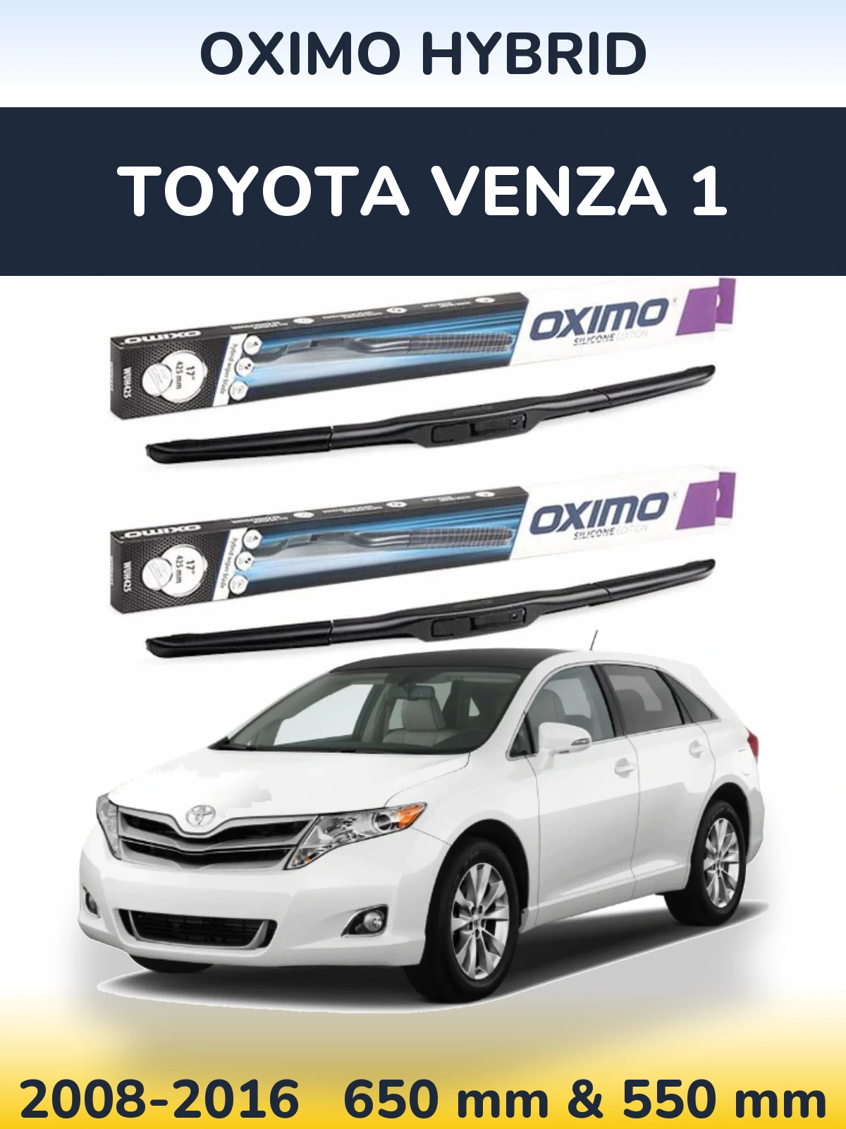 Sada předních stěračů Oximo Hybrid 650 a 550 mm pro Toyota Venza 1 2008-2016