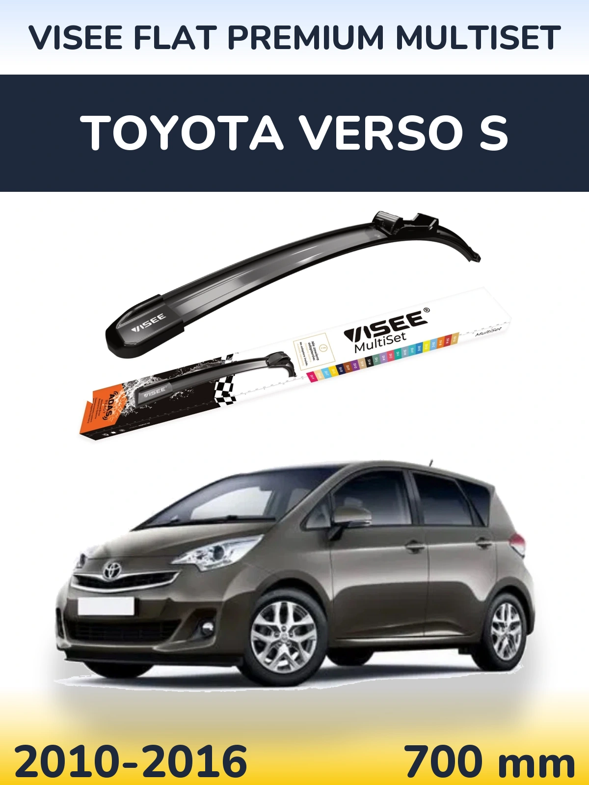 Přední stěrač VISEE FLAT PREMIUM MultiSet 700 mm pro Toyota Verso S 2010-2016