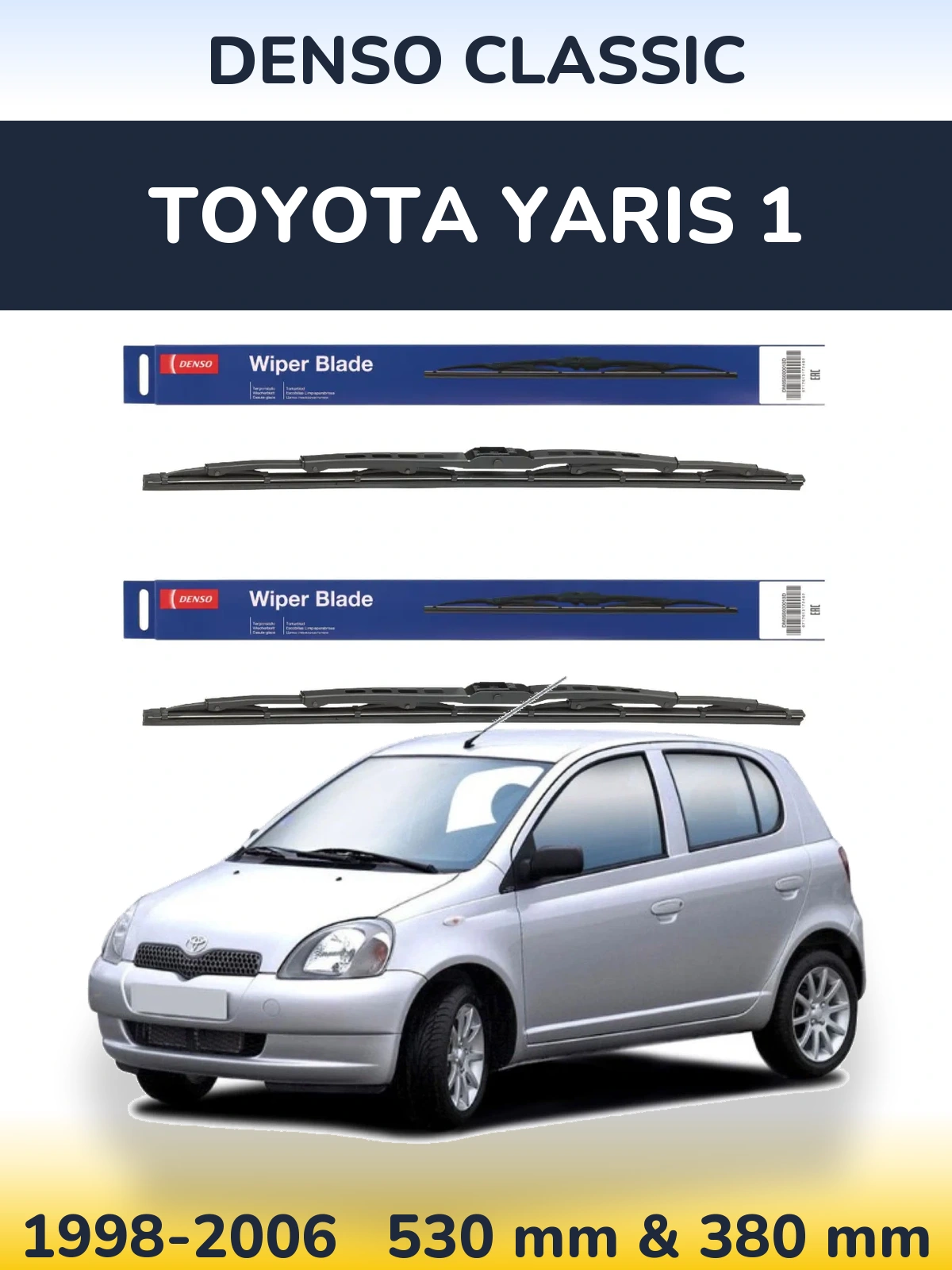 Sada předních stěračů Denso Classic 530 a 380 mm pro Toyota Yaris 1 1998-2006