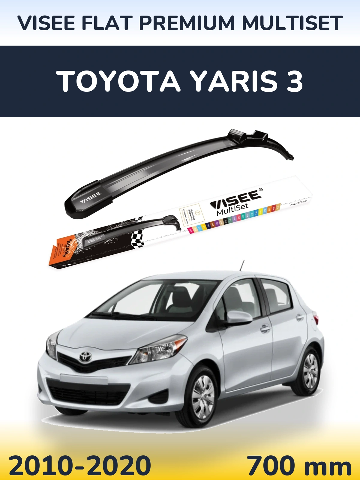 Přední stěrač VISEE FLAT PREMIUM MultiSet 700 mm pro Toyota Yaris 3 2010-2020