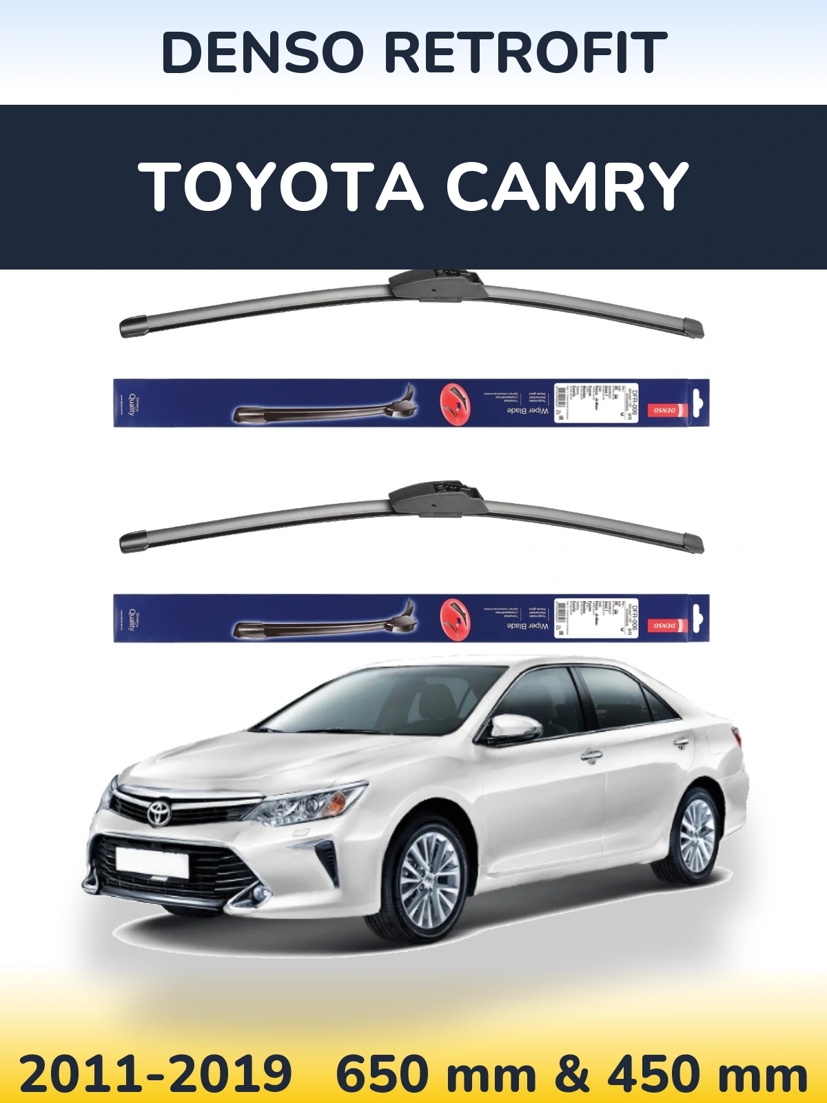 Sada předních stěračů Denso Retrofit 650 a 450 mm pro Toyota Camry 2011-2019