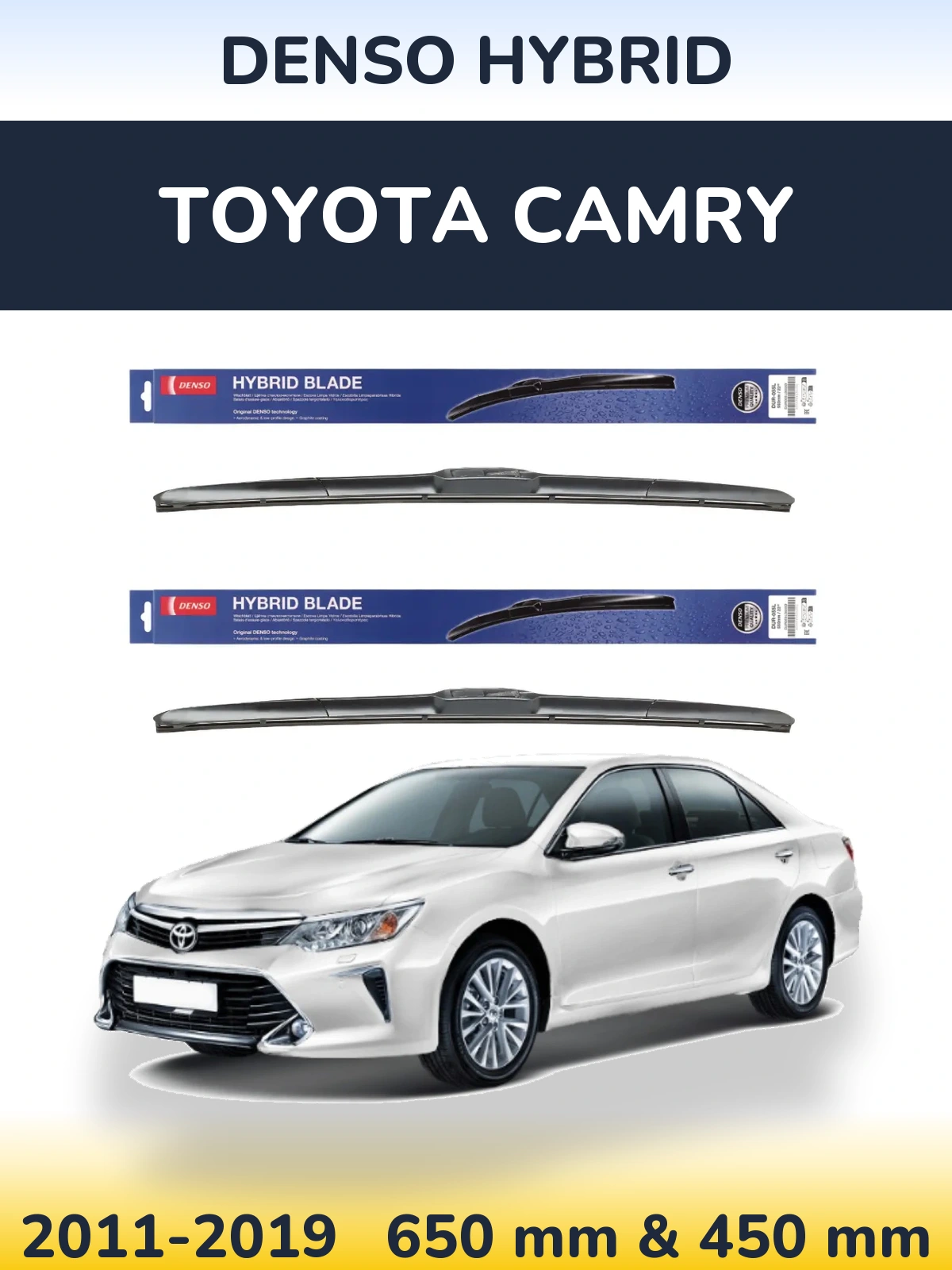 Sada předních stěračů Denso Hybrid 650 a 450 mm pro Toyota Camry 2011-2019