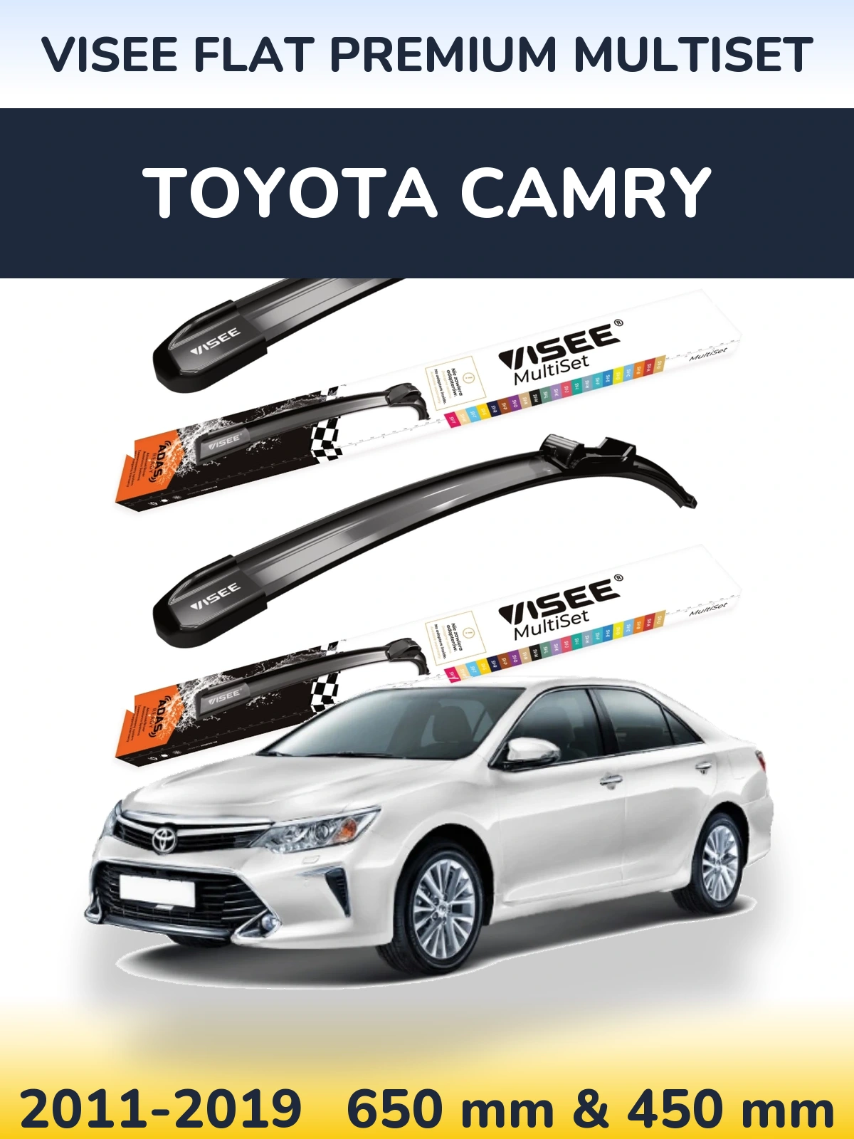 Sada předních stěračů VISEE FLAT PREMIUM MultiSet 650 a 450 mm pro Toyota Camry 2011-2019