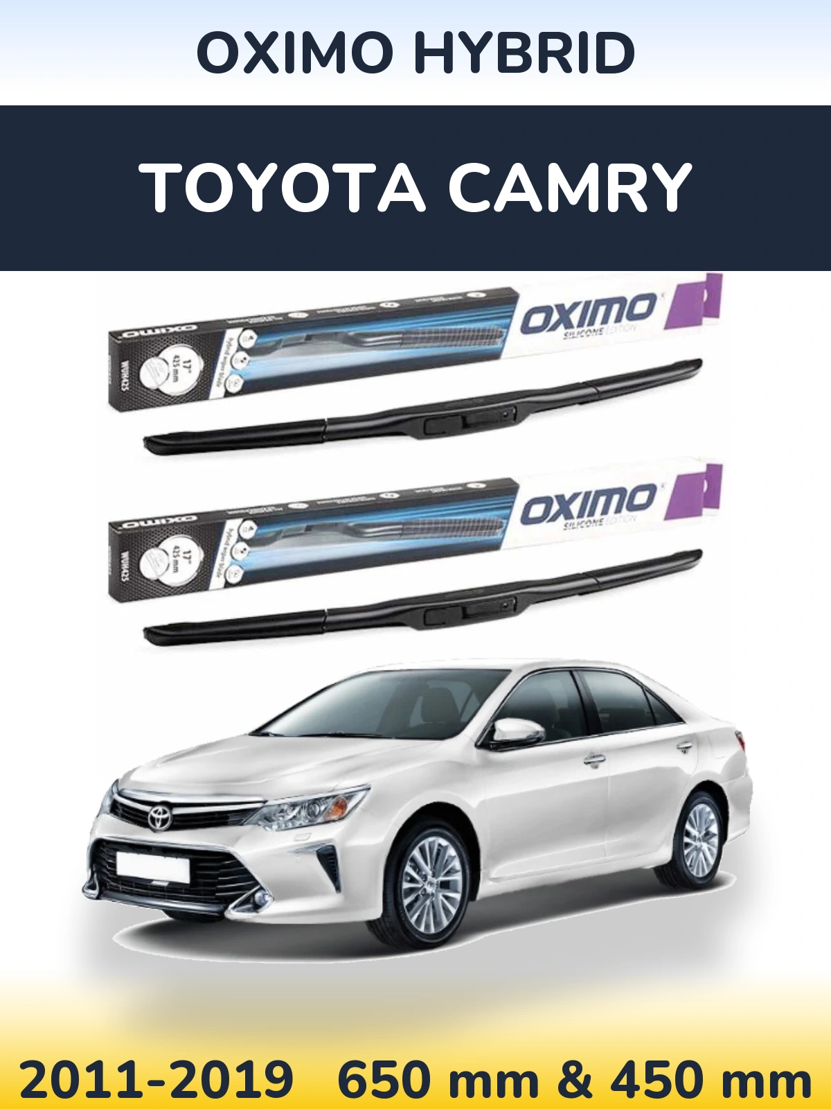 Sada předních stěračů Oximo Hybrid 650 a 450 mm pro Toyota Camry 2011-2019