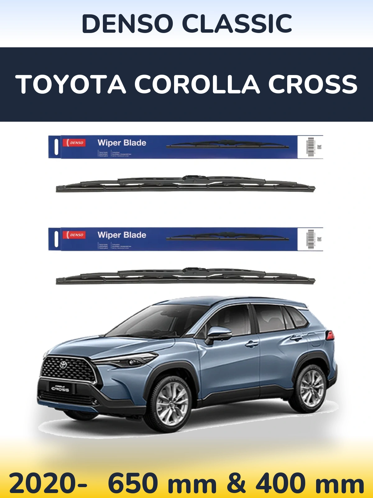 Sada předních stěračů Denso Classic 650 a 400 mm pro Toyota Corolla Cross 2020-2026