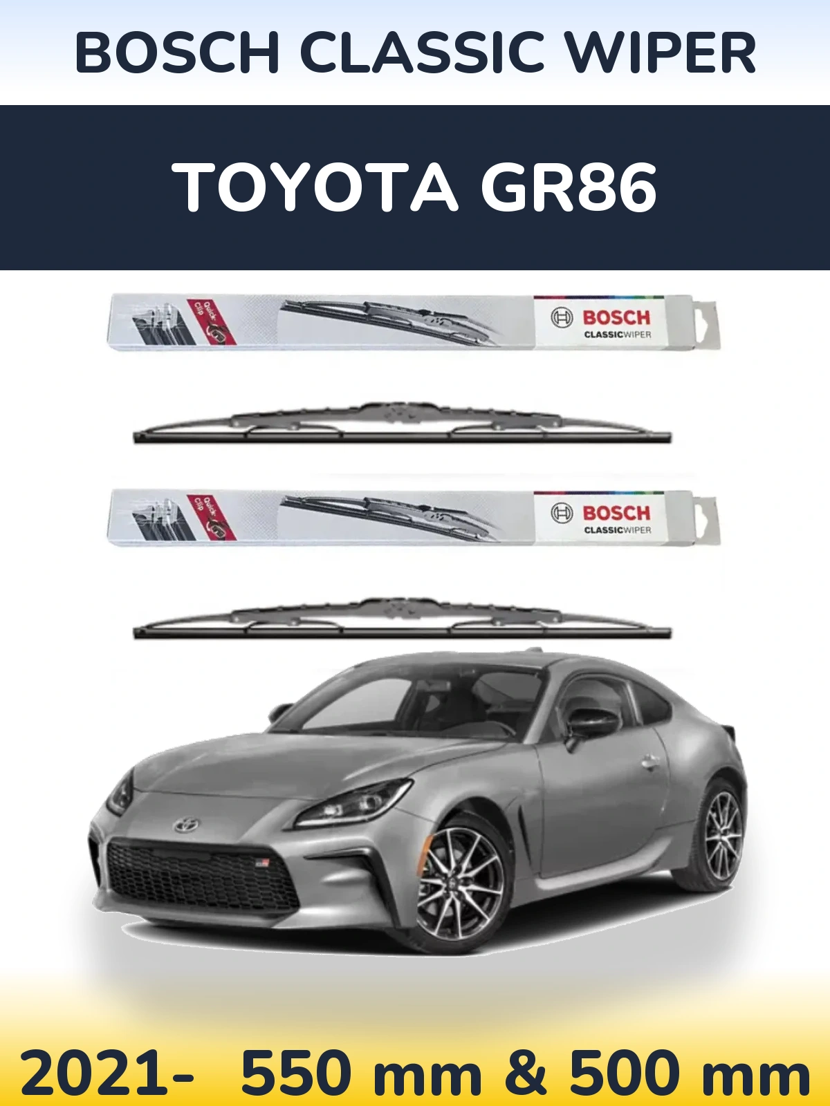 Sada předních stěračů BOSCH Classic Wiper 550 a 500 mm pro Toyota GR86 2021-2026