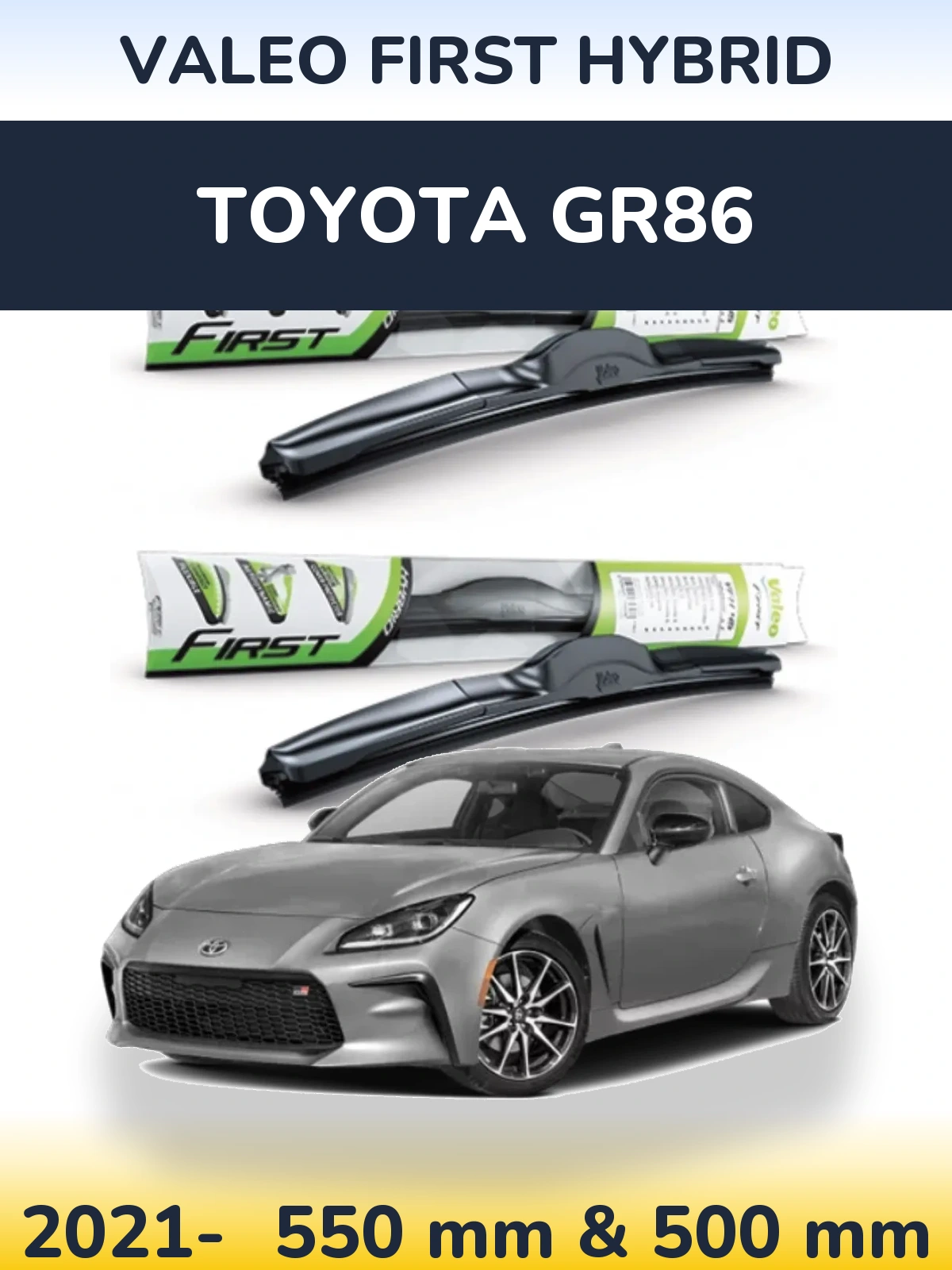 Sada předních stěračů Valeo First Hybrid 550 a 500 mm pro Toyota GR86 2021-2026