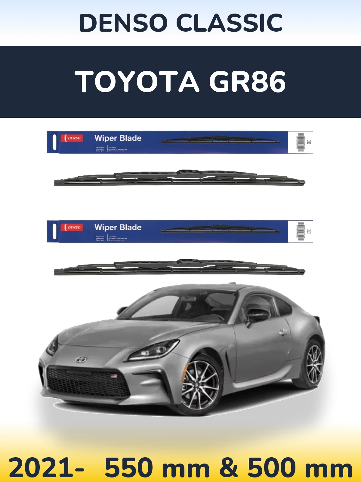 Sada předních stěračů Denso Classic 550 a 500 mm pro Toyota GR86 2021-2026