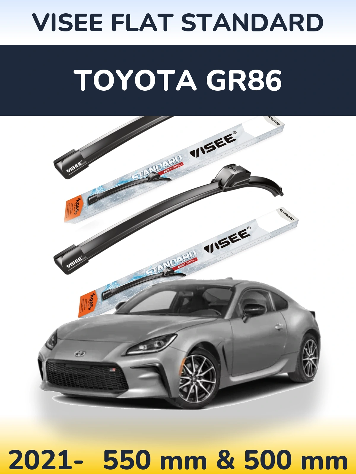 Sada předních stěračů VISEE FLAT STANDARD 550 a 500 mm pro Toyota GR86 2021-2026