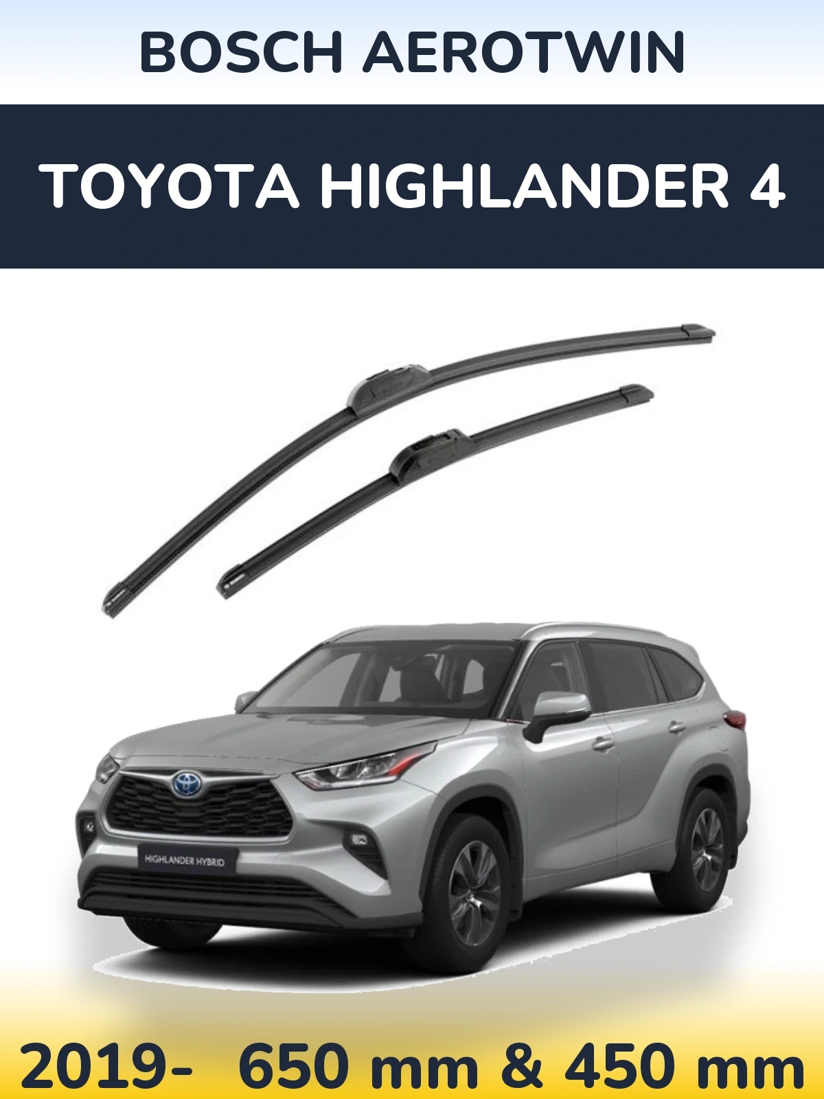 Sada předních stěračů BOSCH AeroTwin 650 a 450 mm pro Toyota Highlander 4 2019-2026