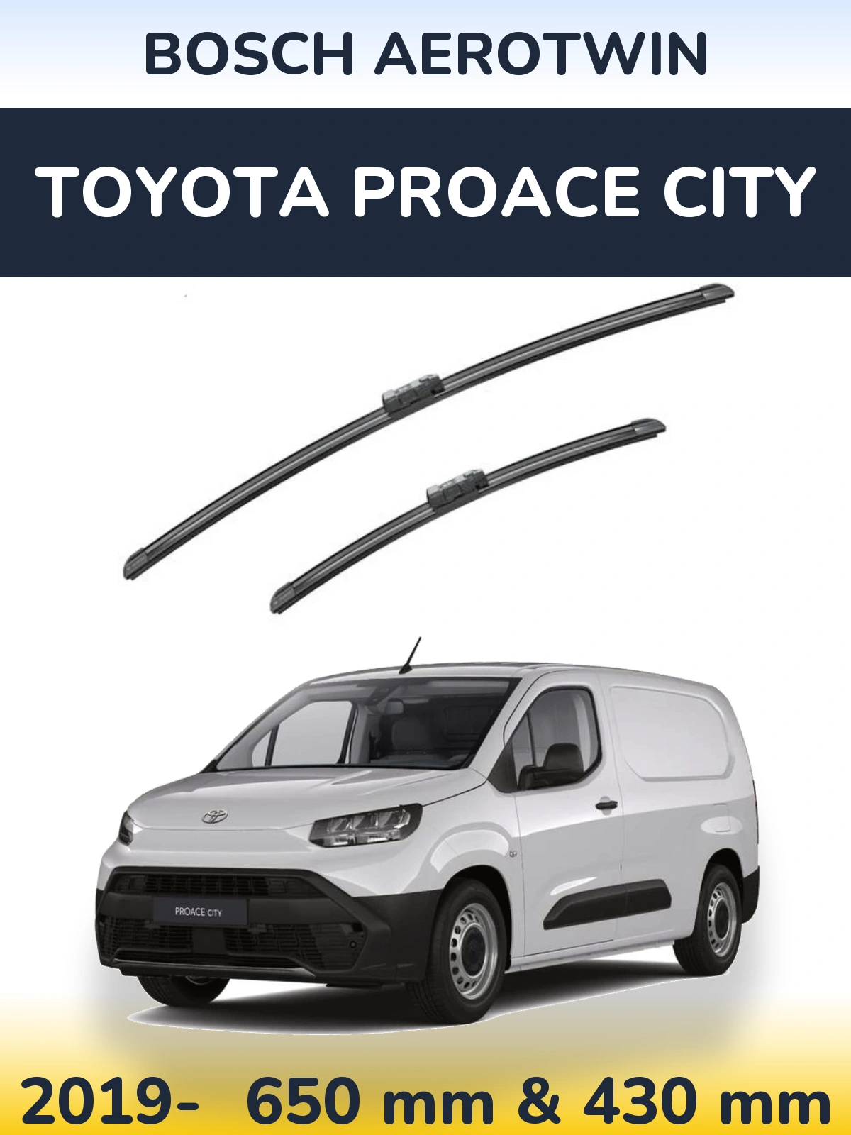 Sada předních stěračů BOSCH AeroTwin 650 a 430 mm pro Toyota ProAce City 2019-2026