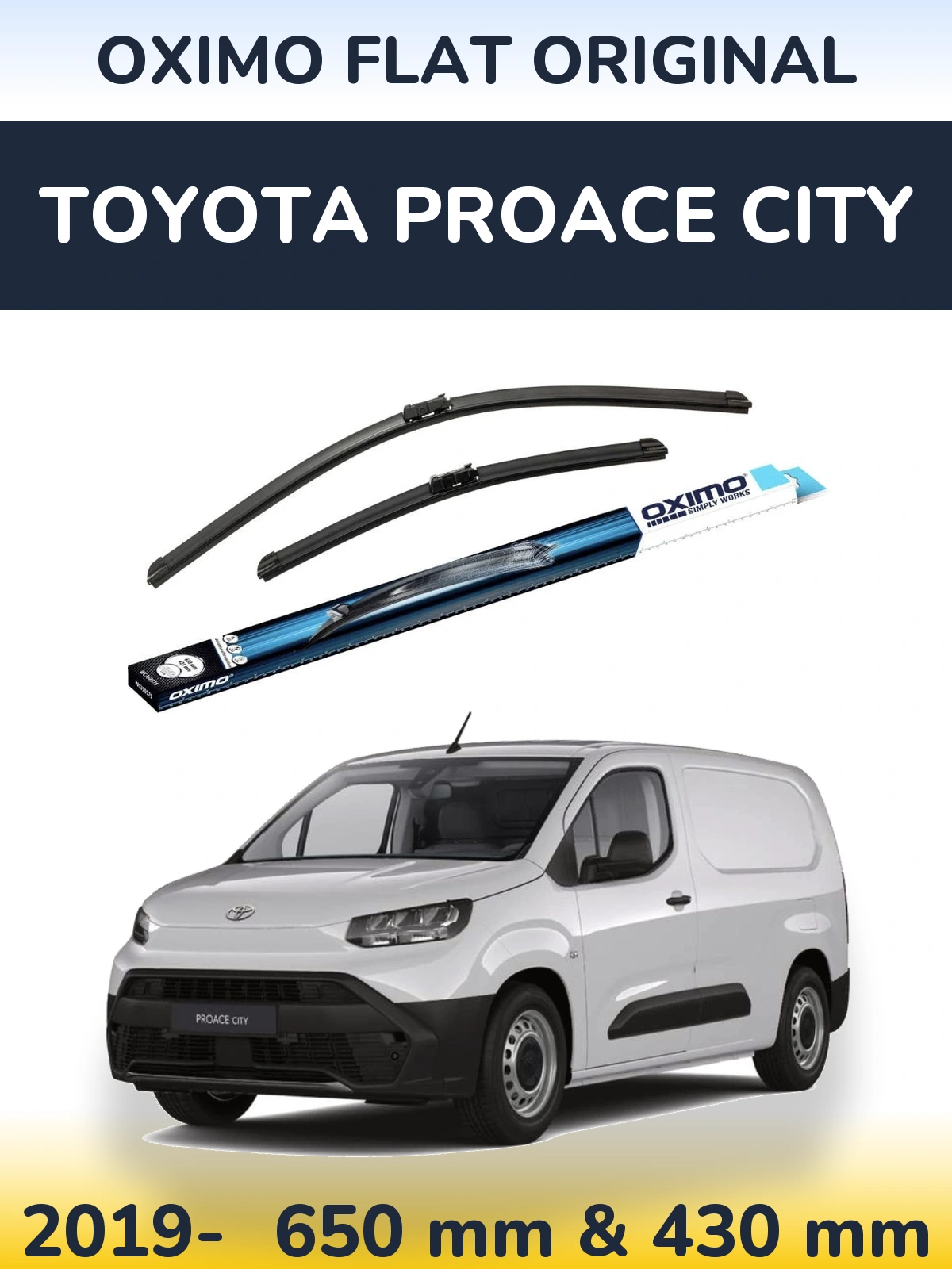 Sada předních stěračů Oximo Flat Original 650 a 430 mm pro Toyota ProAce City 2019-2026