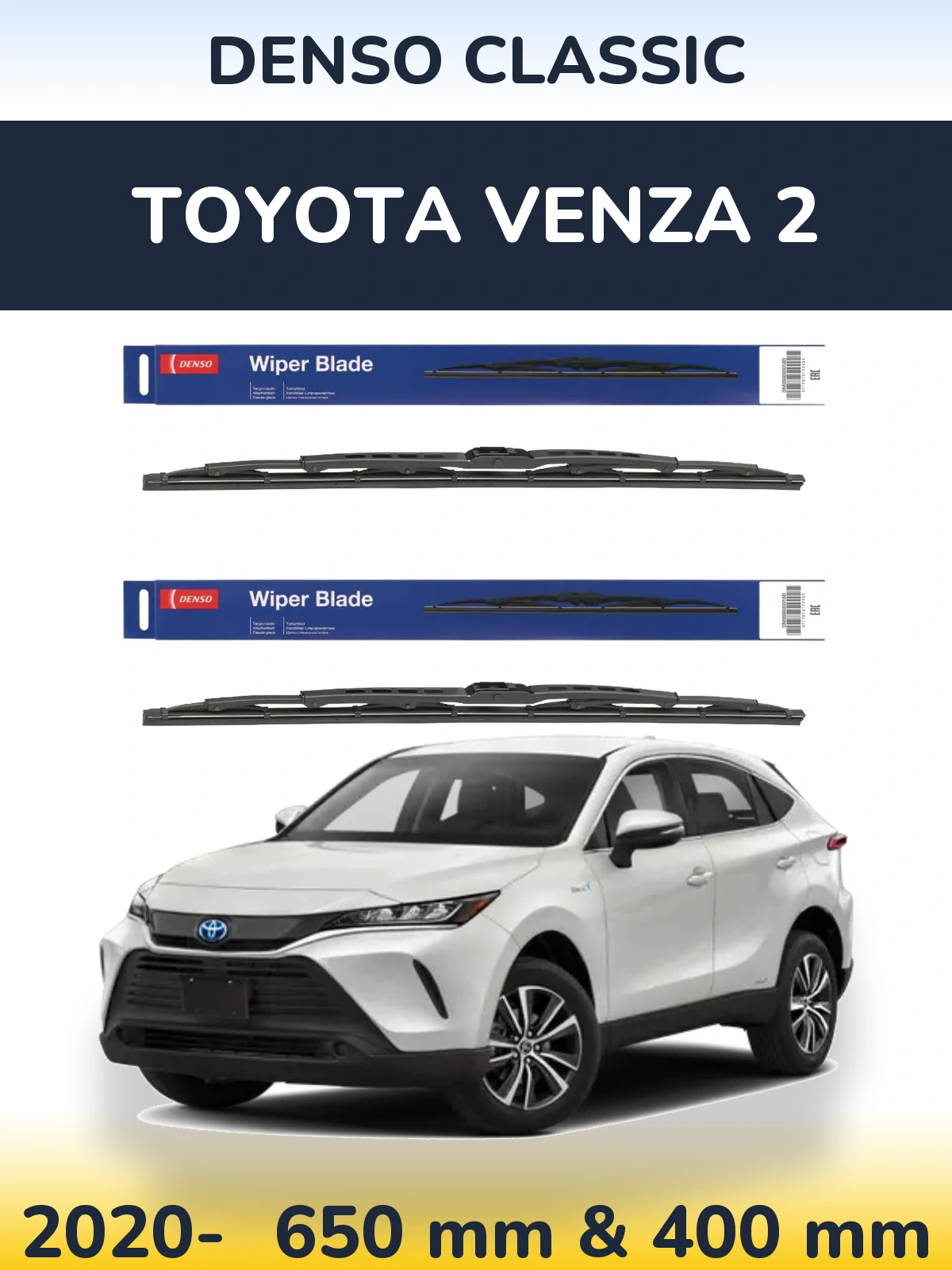Sada předních stěračů Denso Classic 650 a 400 mm pro Toyota Venza 2 2020-2026