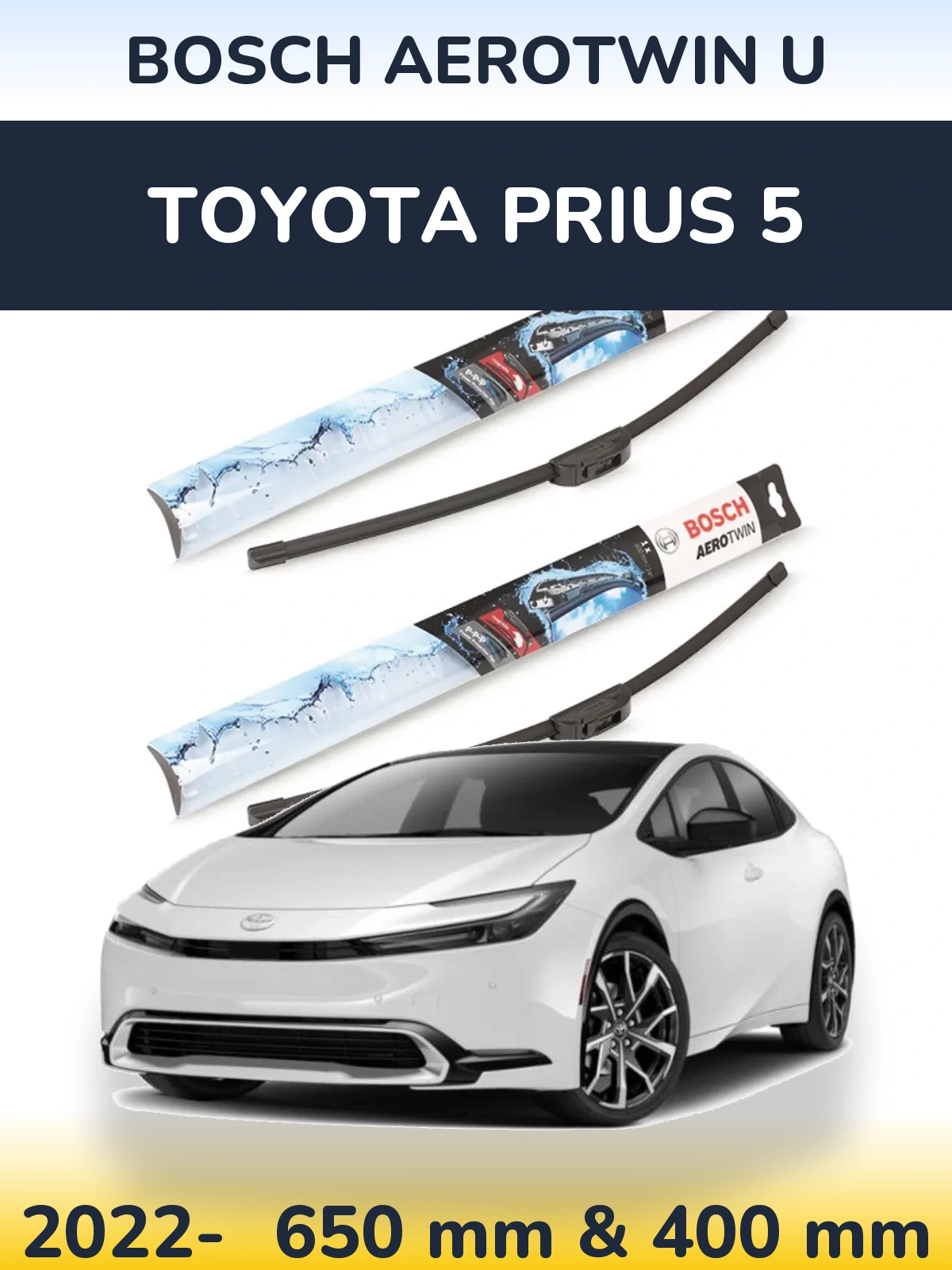 Sada předních stěračů BOSCH AeroTwin U 650 a 400 mm pro Toyota Prius 5 2022-2026