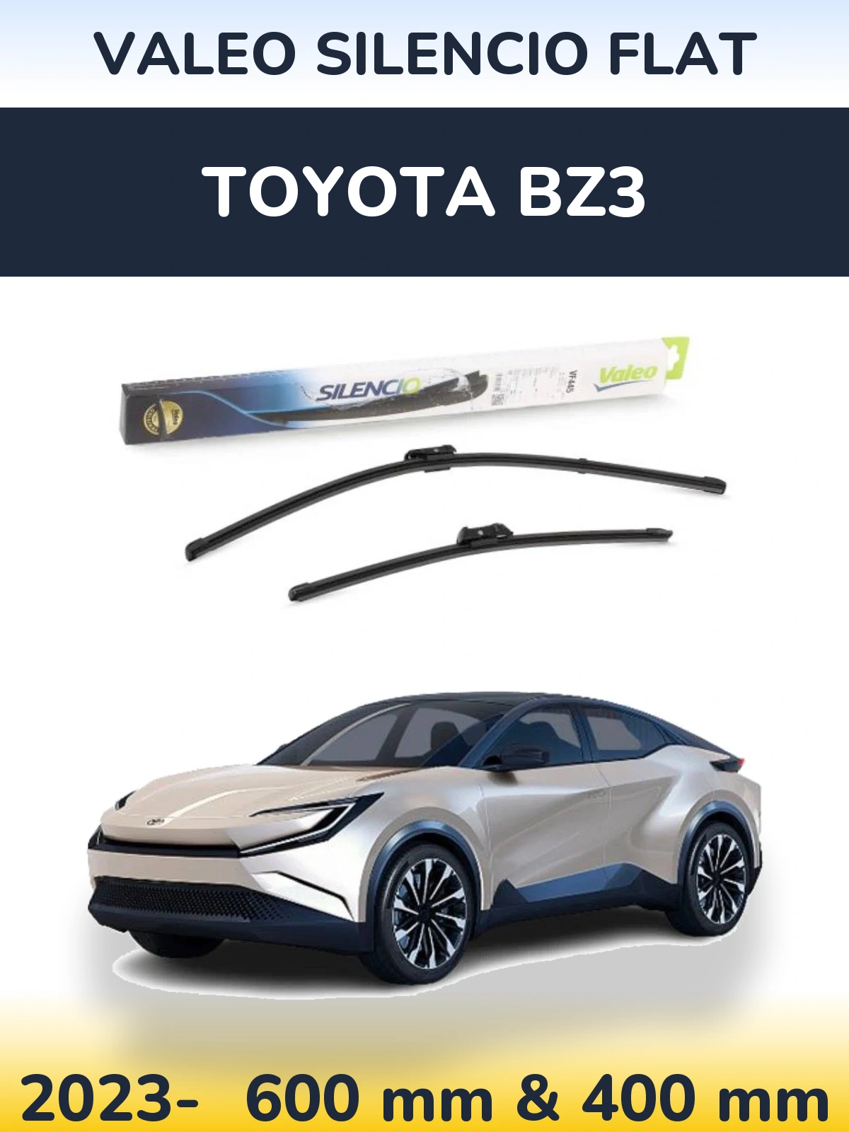 Комплект передніх щіток Valeo Silencio Flat 600 & 400 мм для Toyota bZ3 2023-2026