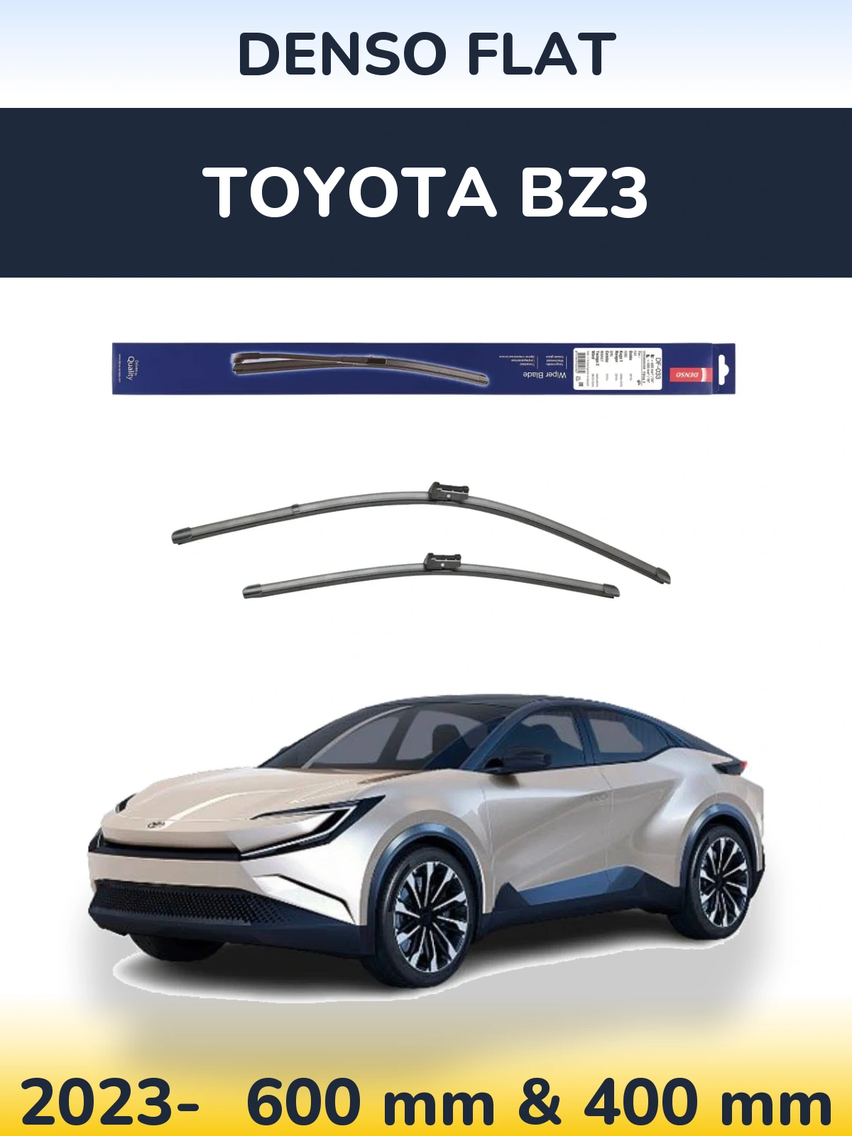 Sada předních stěračů Denso Flat 600 a 400 mm pro Toyota bZ3 2023-2026