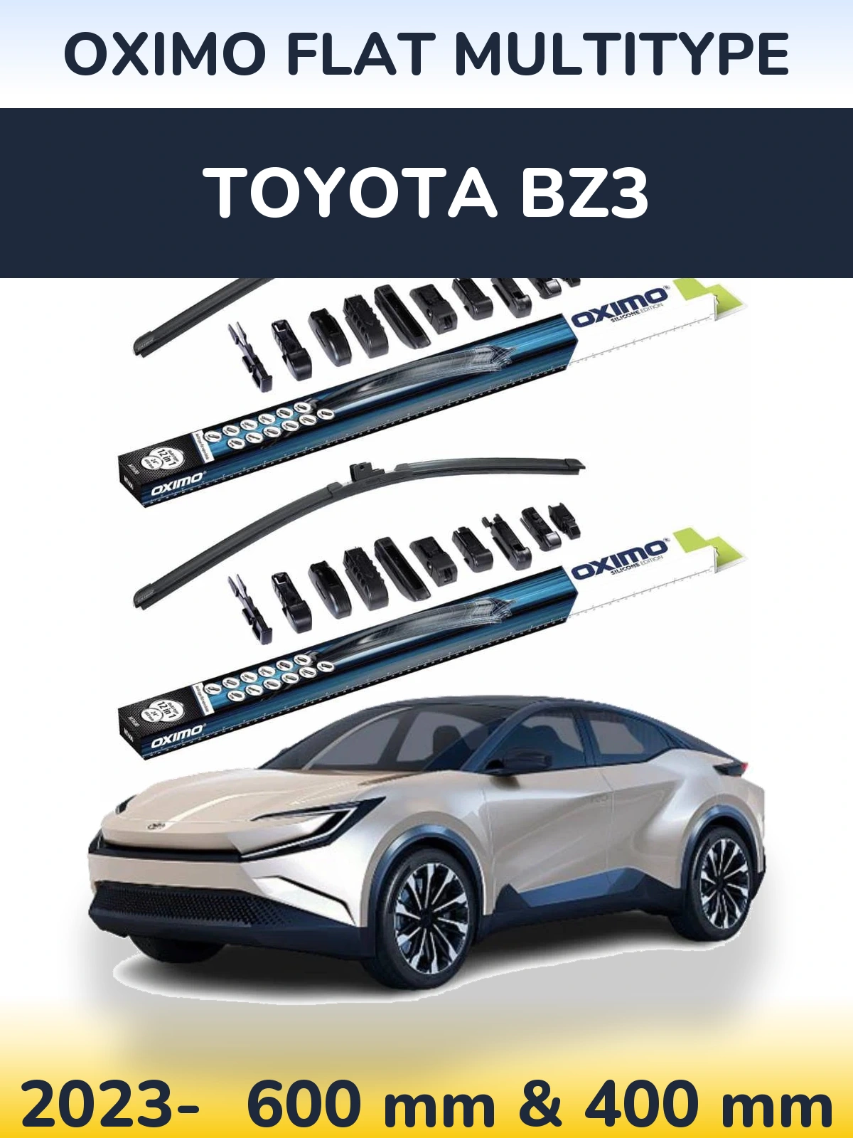 Sada předních stěračů Oximo Flat MultiType 600 a 400 mm pro Toyota bZ3 2023-2026