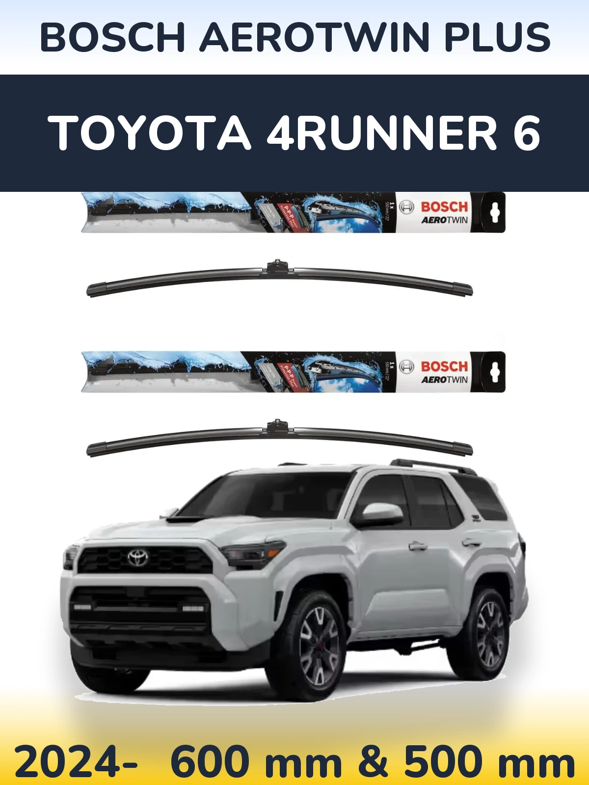 Sada předních stěračů BOSCH AeroTwin Plus 600 a 500 mm pro Toyota 4Runner 6 2024-2026