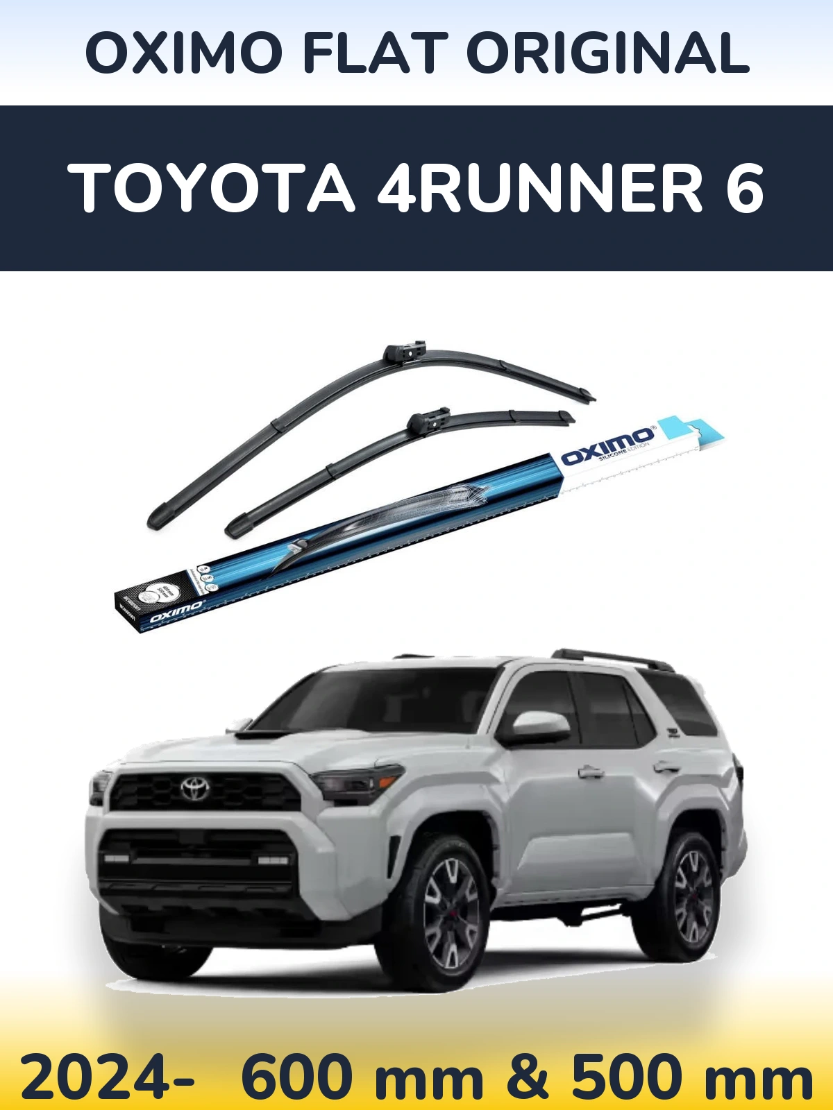 Sada předních stěračů Oximo Flat Original 600 a 500 mm pro Toyota 4Runner 6 2024-2026