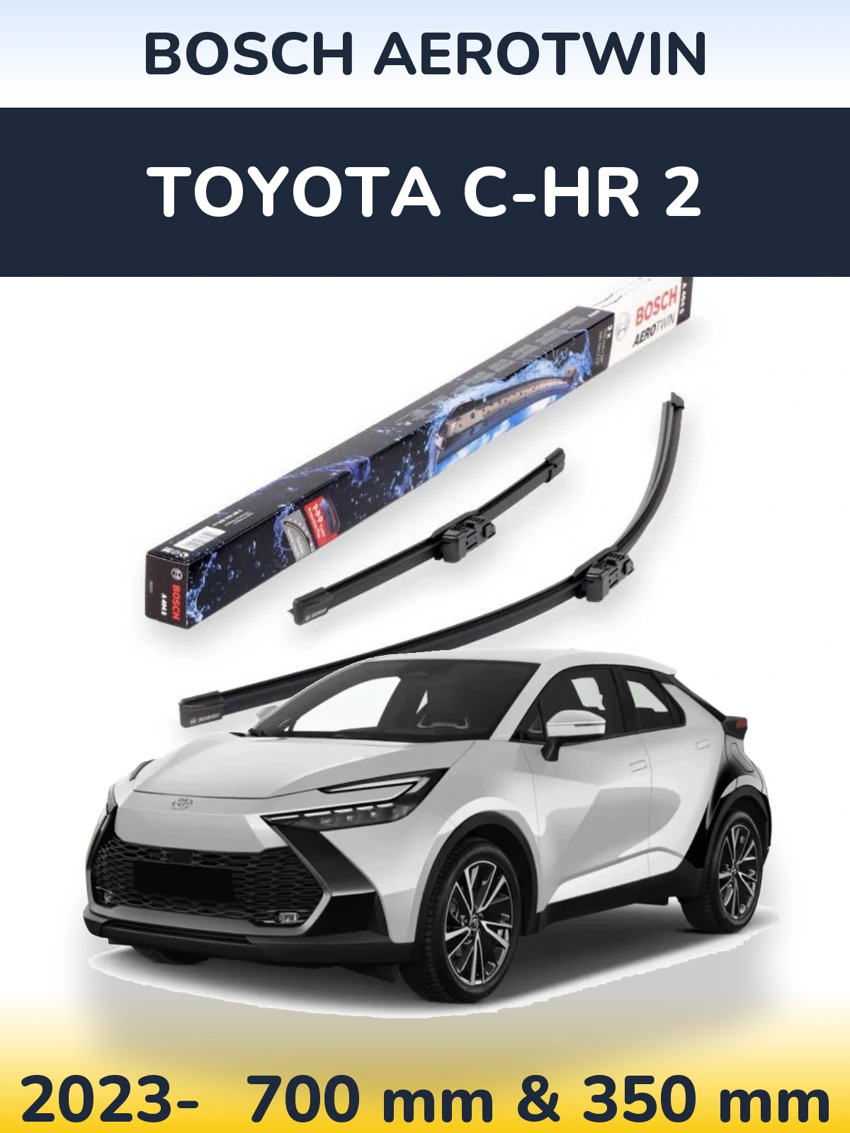 Sada předních stěračů BOSCH AeroTwin 700 a 350 mm pro Toyota C-HR 2 2023-2026