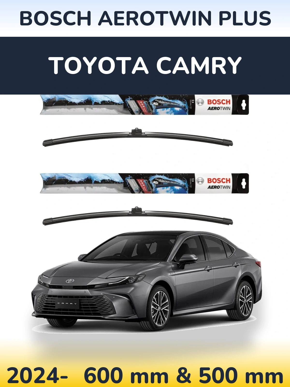 Sada předních stěračů BOSCH AeroTwin Plus 600 a 500 mm pro Toyota Camry 2024-2026