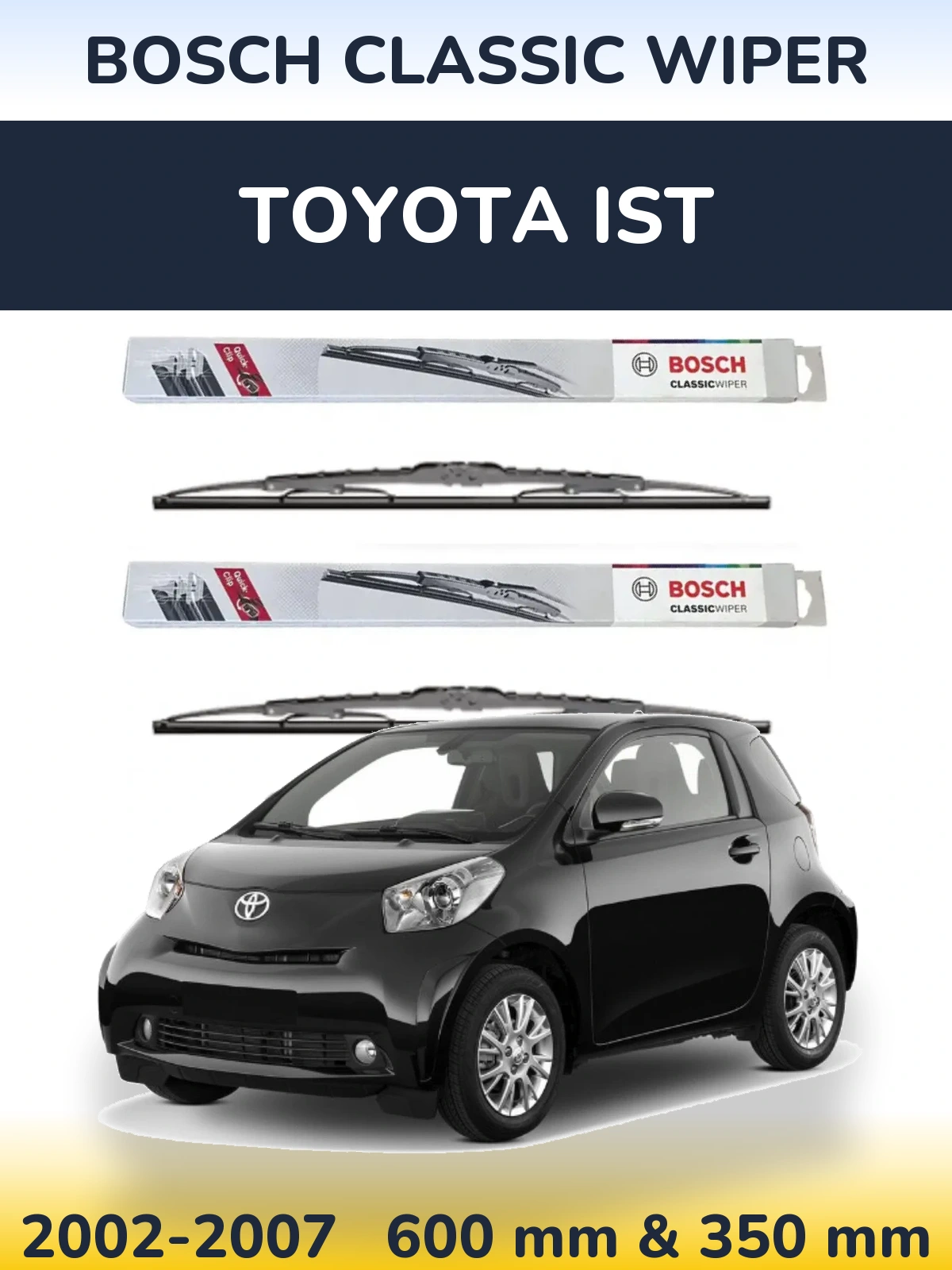 Sada předních stěračů BOSCH Classic Wiper 600 a 340 mm pro Toyota Ist 2002-2007
