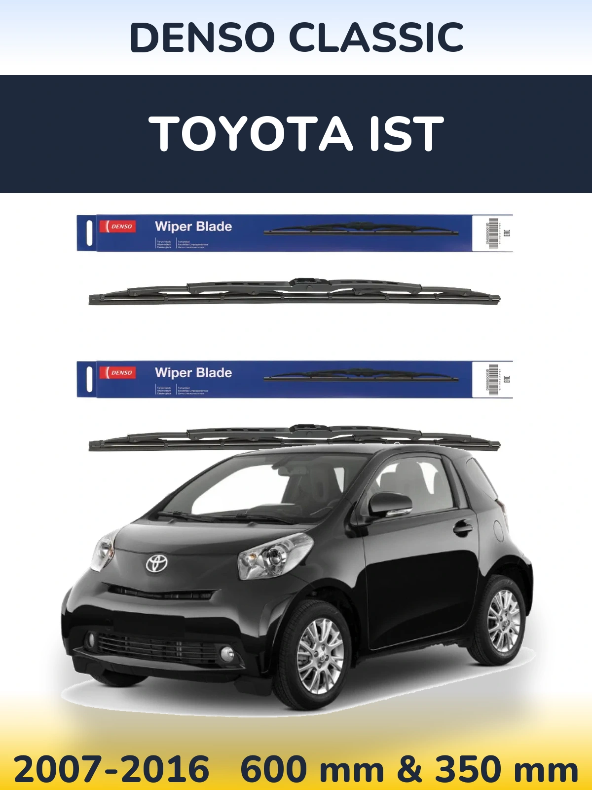 Sada předních stěračů Denso Classic 600 a 350 mm pro Toyota Ist 2007-2016