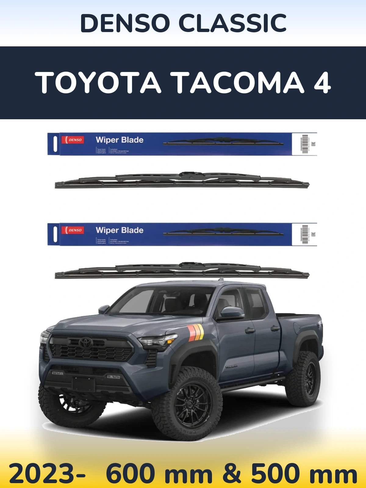 Комплект передних дворников Denso Classic 600 & 500 мм для Toyota Tacoma 4 2023-2026