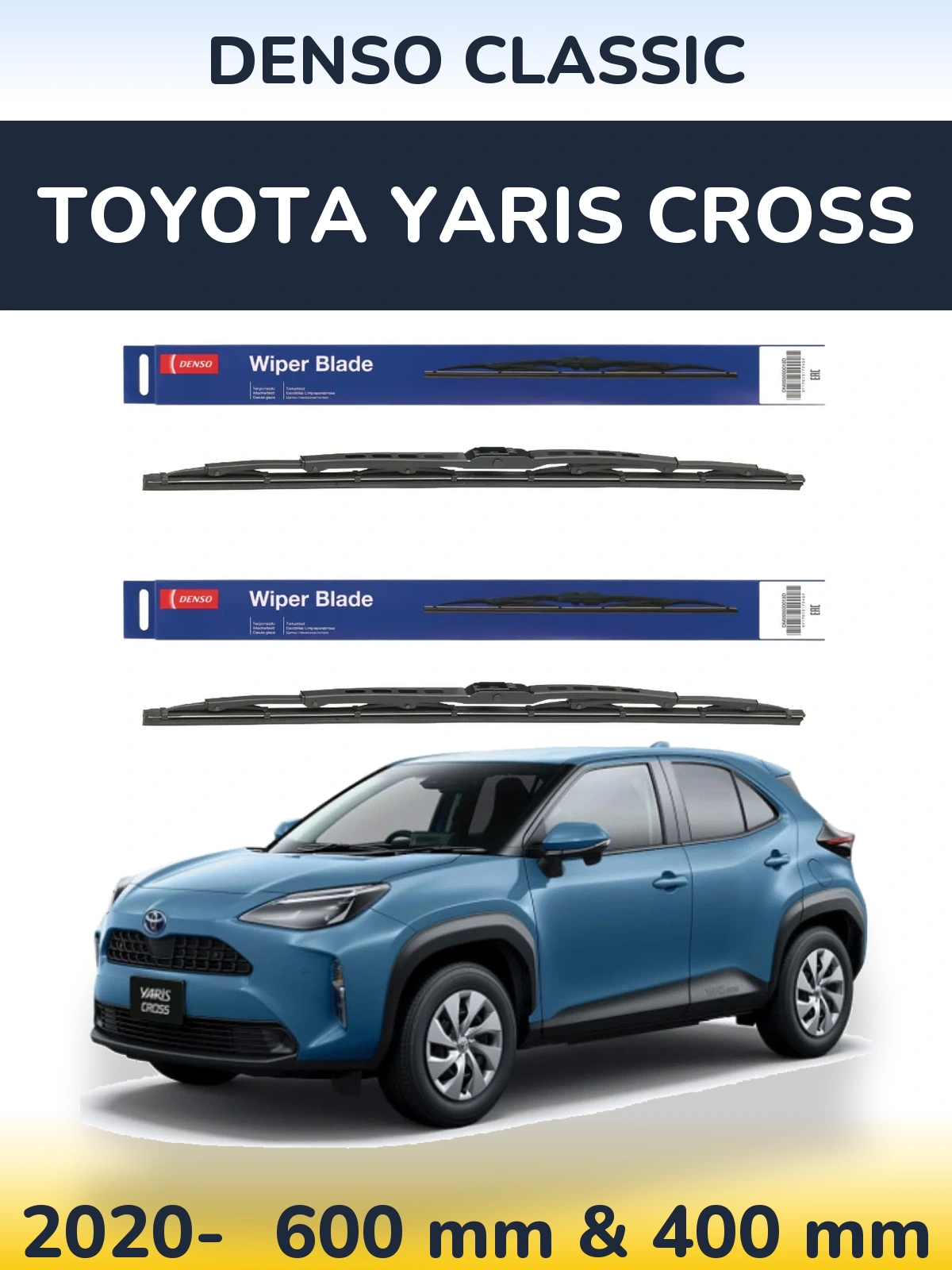 Sada předních stěračů Denso Classic 600 a 400 mm pro Toyota Yaris Cross 2020-2026