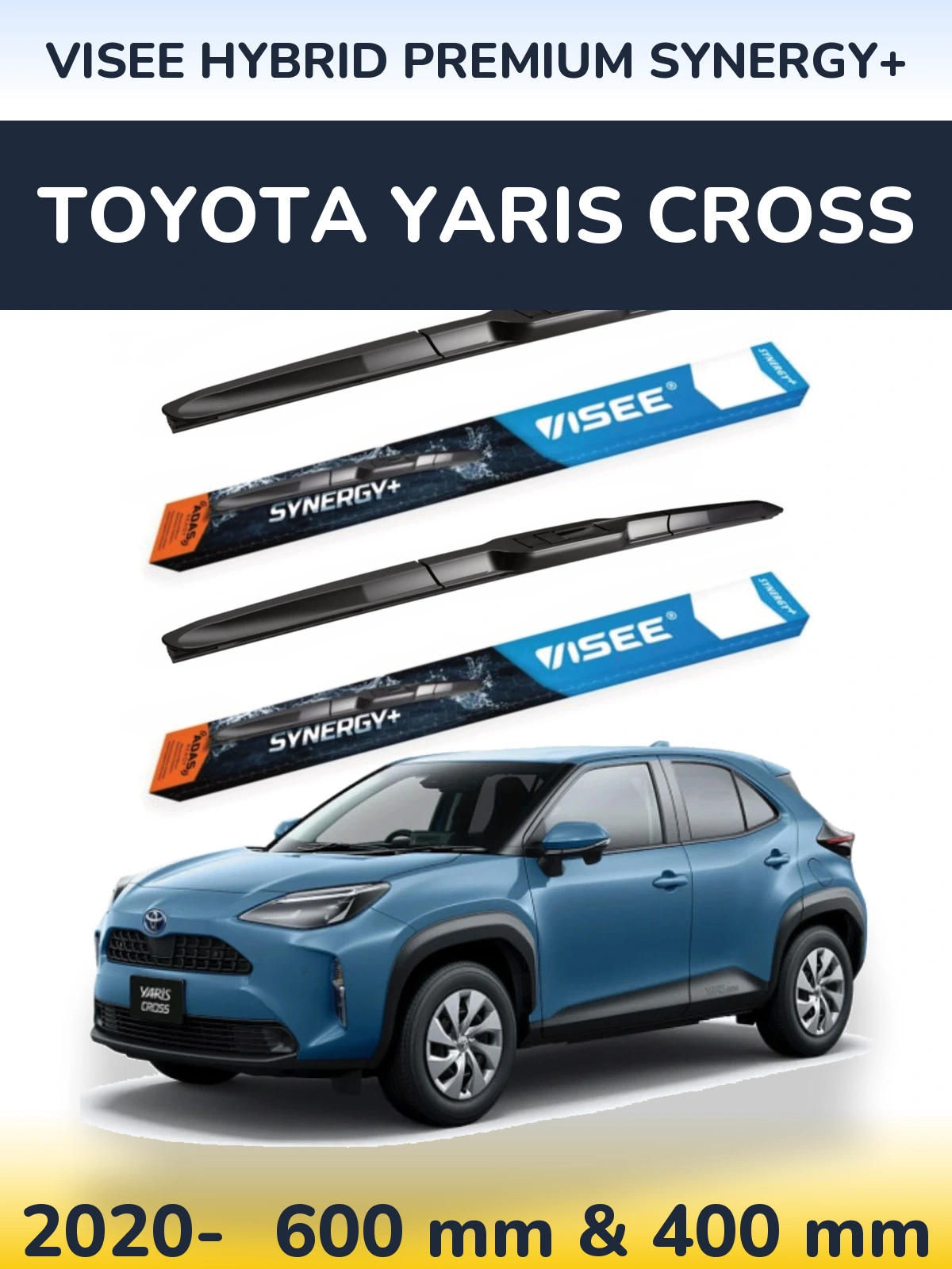 Sada předních stěračů VISEE HYBRID PREMIUM SYNERGY+ 600 a 400 mm pro Toyota Yaris Cross 2020-2026