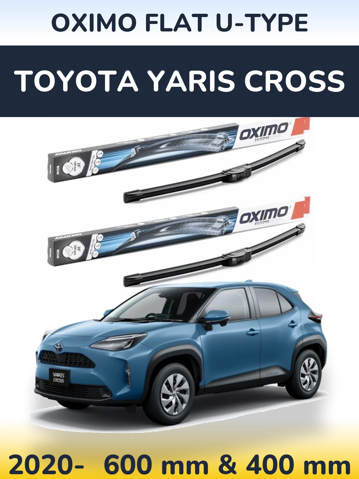 Sada předních stěračů Oximo Flat U-type 600 a 400 mm pro Toyota Yaris Cross 2020-2026