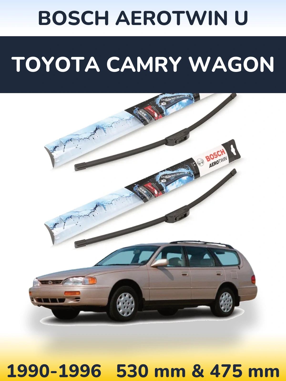 Sada předních stěračů BOSCH AeroTwin U 530 a 475 mm pro Toyota Camry Wagon 1990-1996