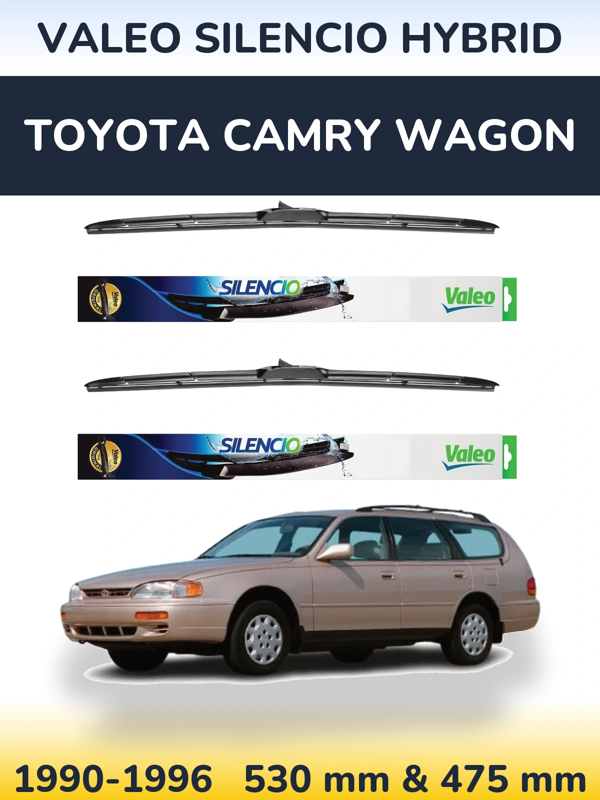 Комплект передніх щіток Valeo Silencio Hybrid 530 & 475 мм для Toyota Camry Wagon 1990-1996