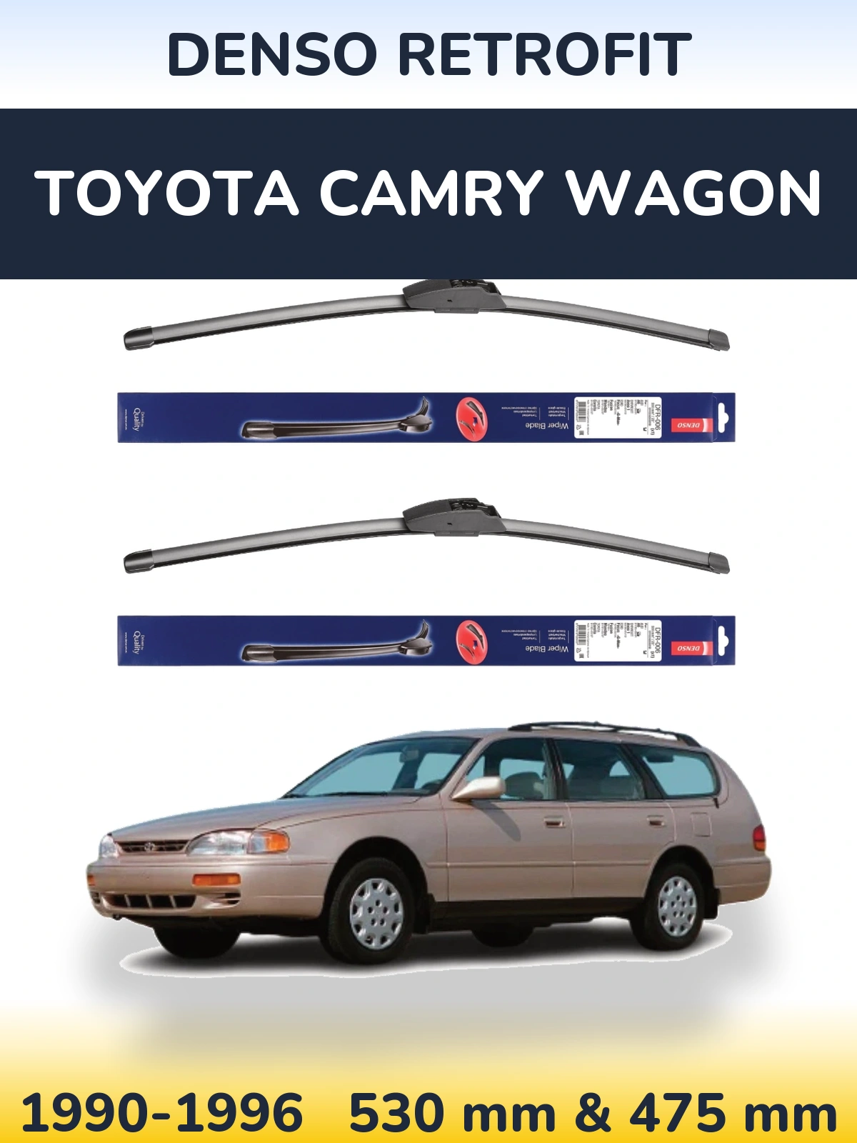Sada předních stěračů Denso Retrofit 530 a 475 mm pro Toyota Camry Wagon 1990-1996