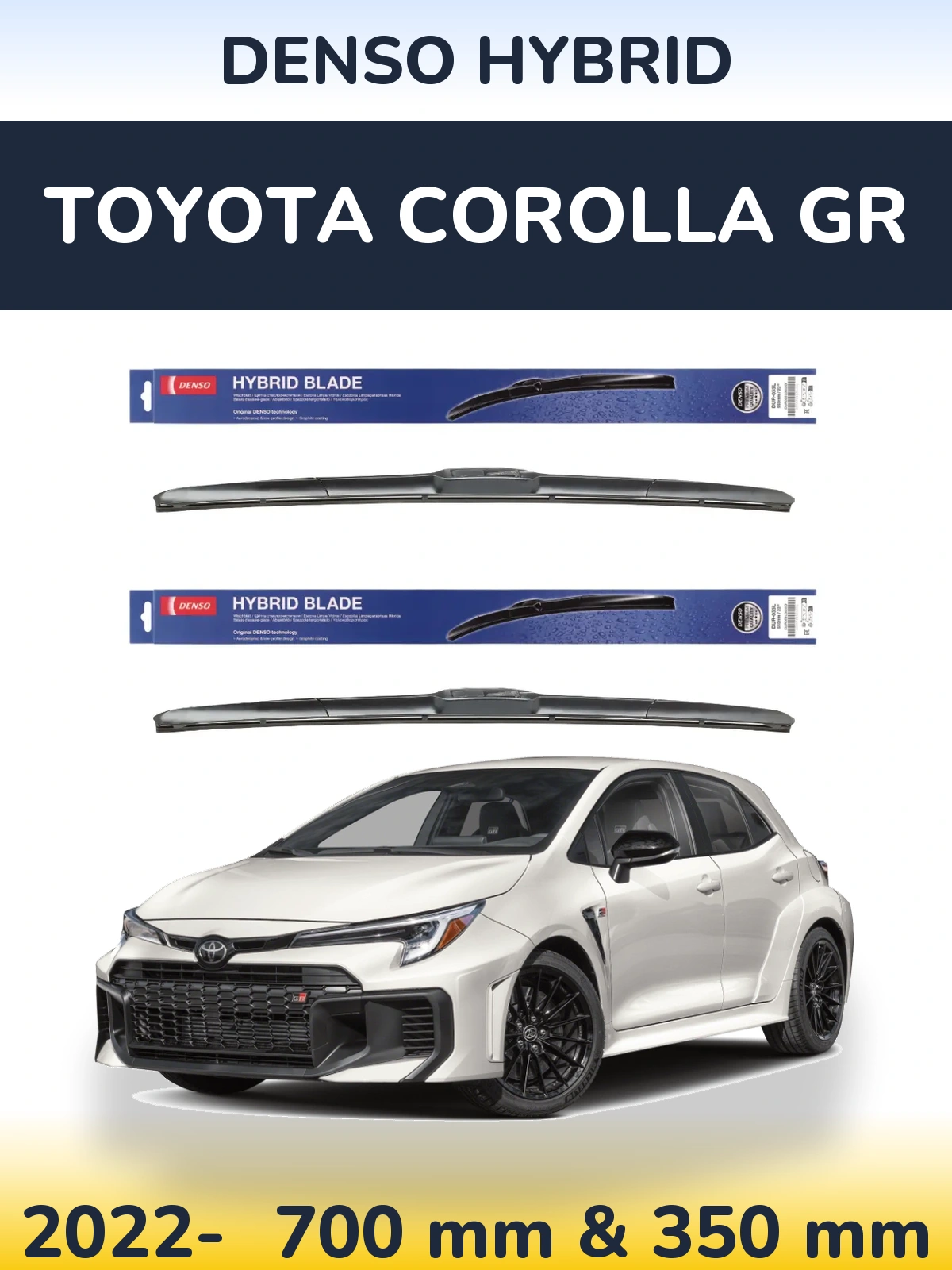 Sada předních stěračů Denso Hybrid 700 a 350 mm pro Toyota Corolla GR 2022-2026