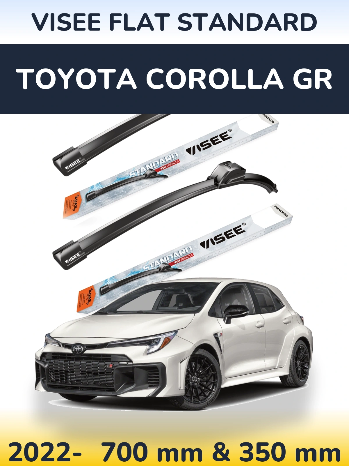 Sada předních stěračů VISEE FLAT STANDARD 700 a 350 mm pro Toyota Corolla GR 2022-2026
