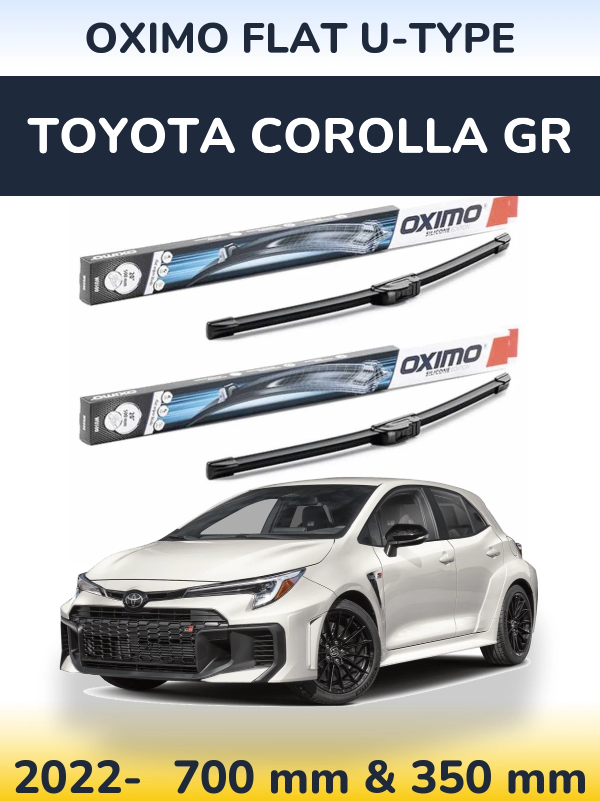 Комплект передніх щіток Oximo Flat U-type 700 & 350 мм для Toyota Corolla GR 2022-2026